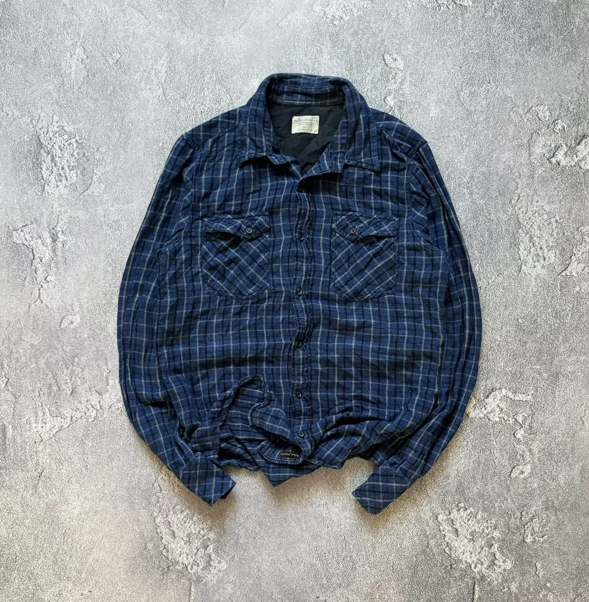 Flannel Shirts Button Ups Flannel × Nudie Jeans × Vintage Nudie jeans Co M flannel shirt button up long sleeve polo Blue