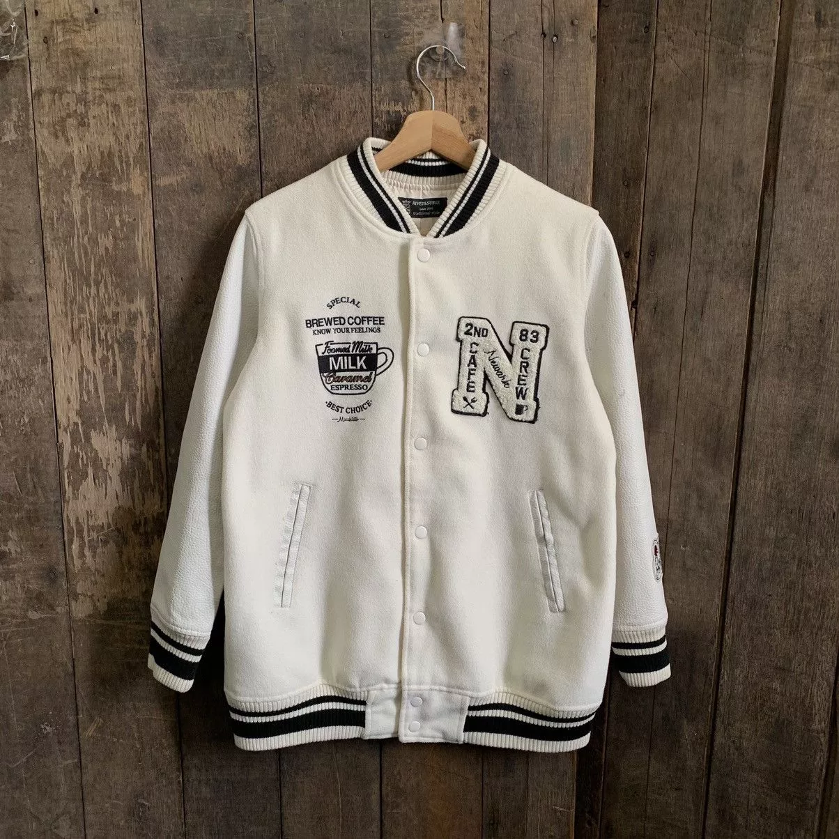 Other Light Jackets Other Brewer Coffee Varsity Jacket White Vintage