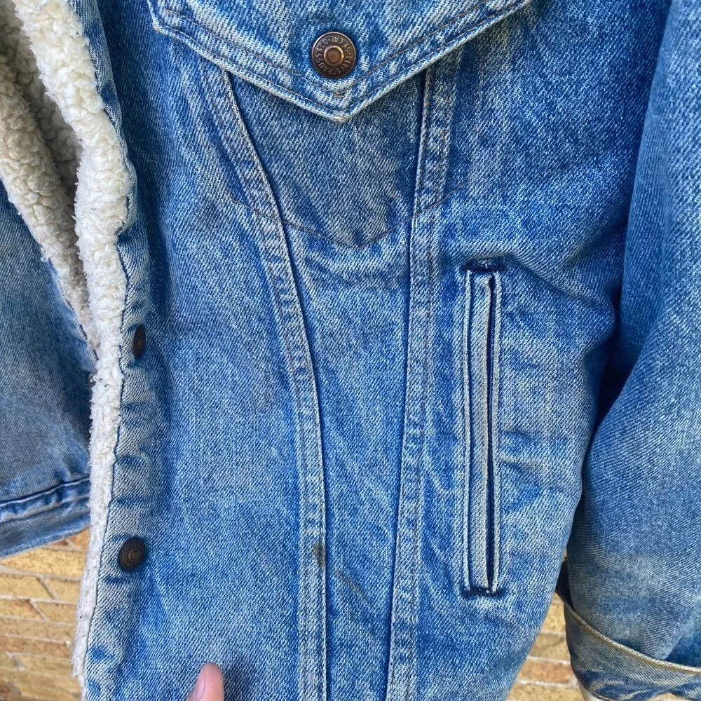 Levi's Leather Jackets Levi's Vintage 1971 Orange Tab Levis Sherpa Denim Jacket Size 44 L Multi