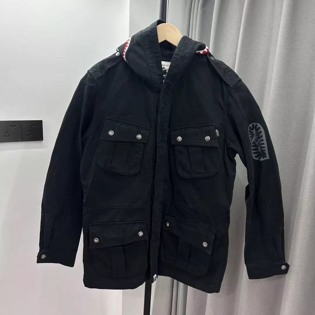 Bape Jackets Bape SHARK HOODIE JACKET Black
