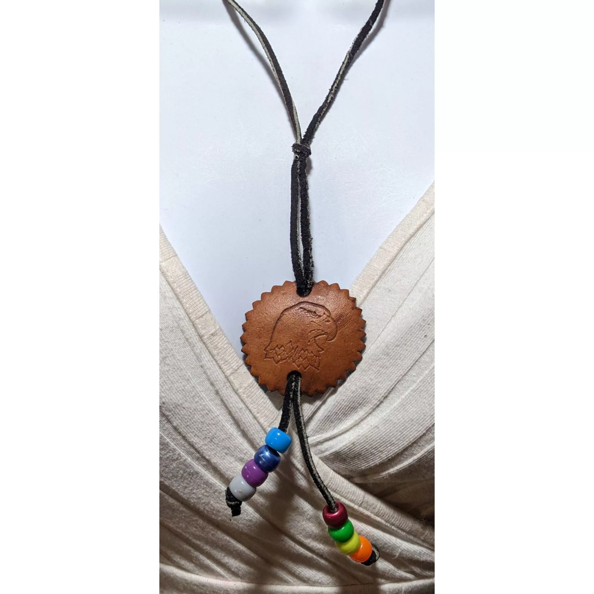 Other Necklaces Other Handmade Leather Eagle Medallion Necklace Multi