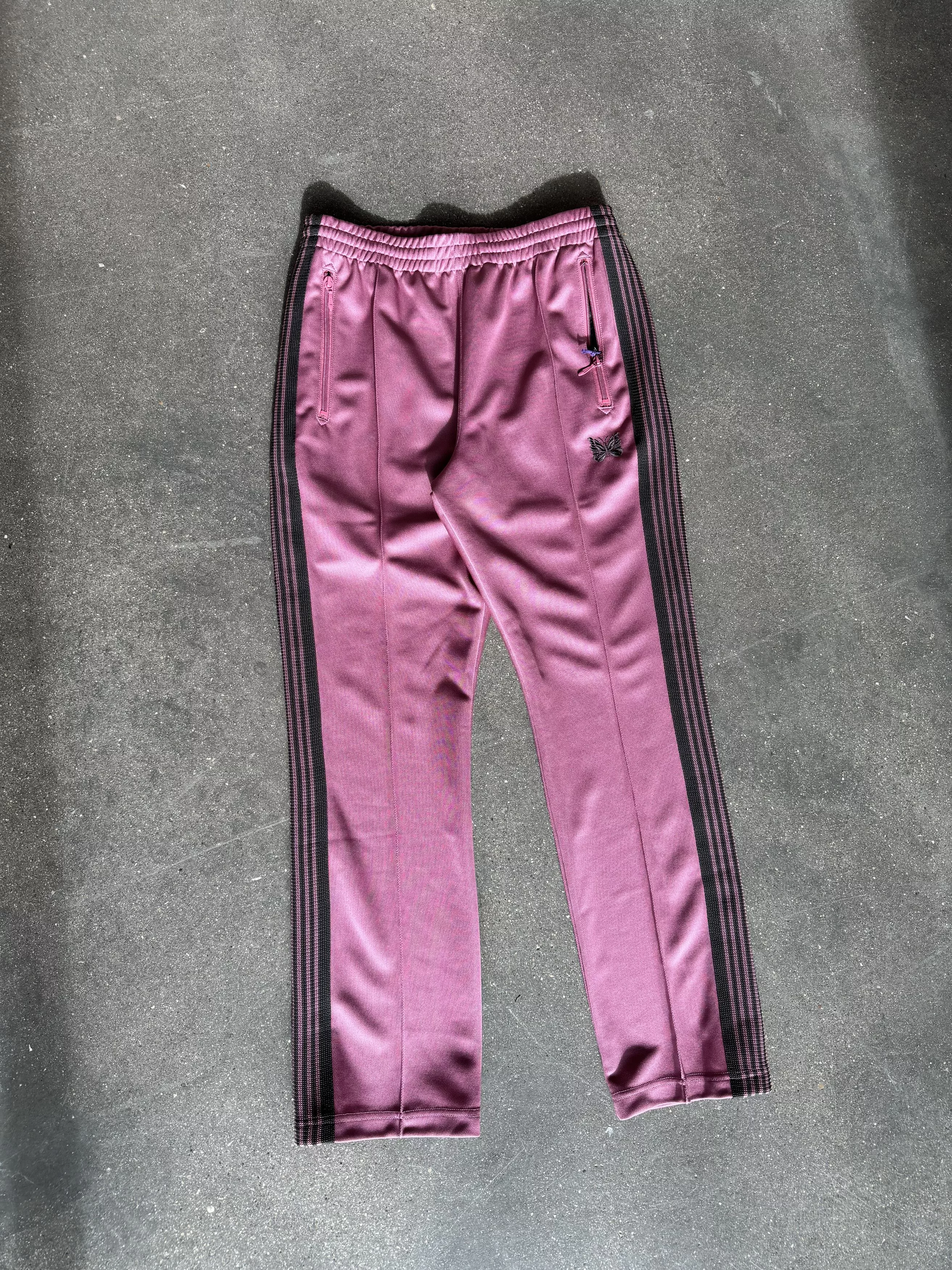 Needles Casual Pants Needles Narrow Track Pant Velour Poly Smooth Smoke Pink Streetwear