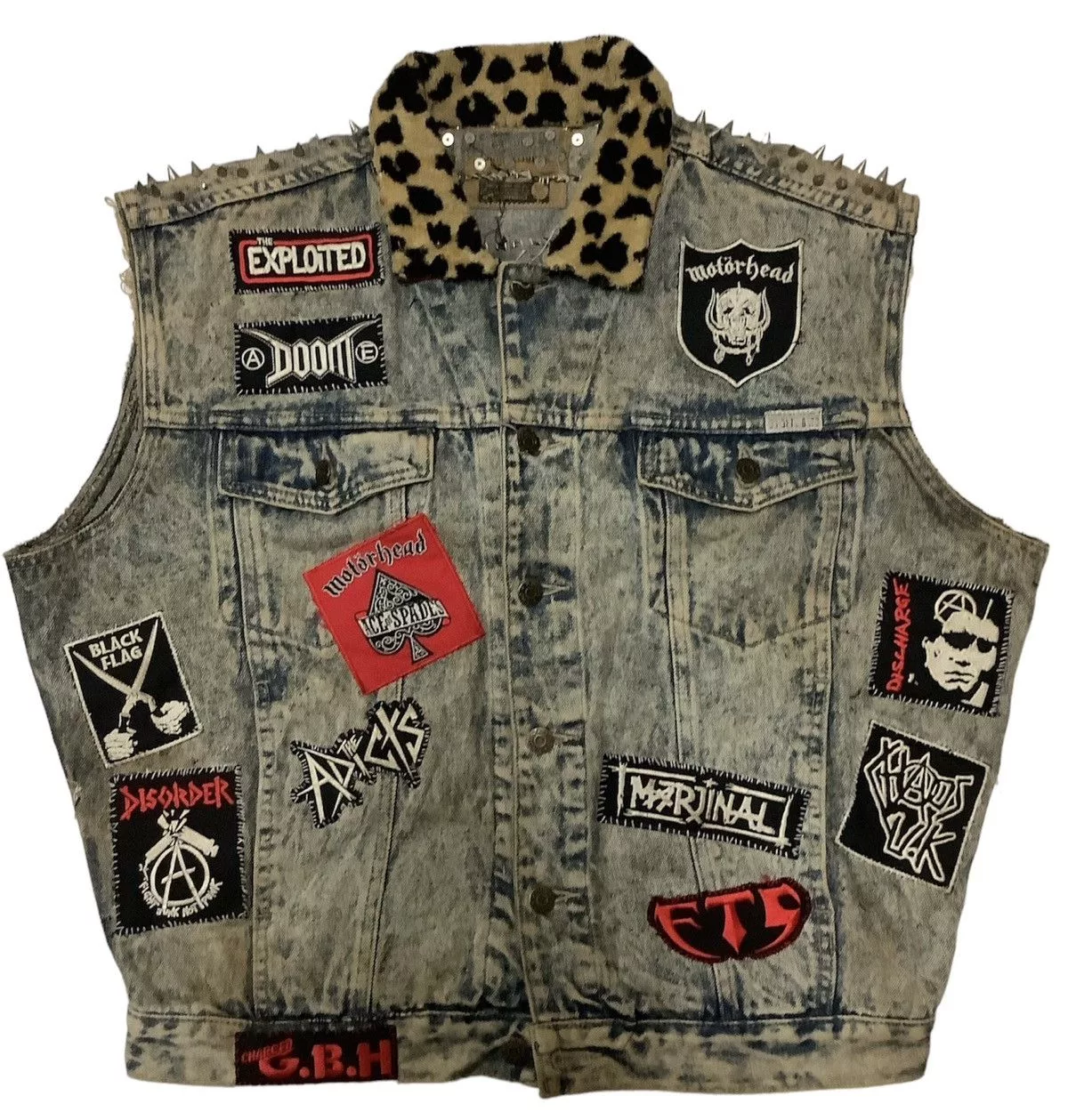 Designer Vests Designer × Vintage VINTAGE 90s THE EXPLOITED BATTLE JACKET CUSTOM Blue