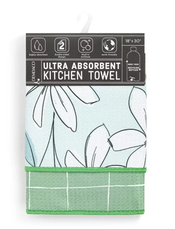 Windowpane Floral Absorbent 2 Sided Towel