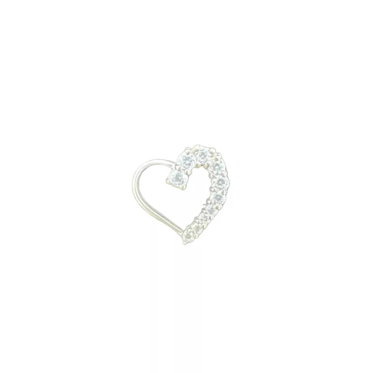 Other Necklaces Other Beautiful Leaning Heart Pendant Half with Stones Silver
