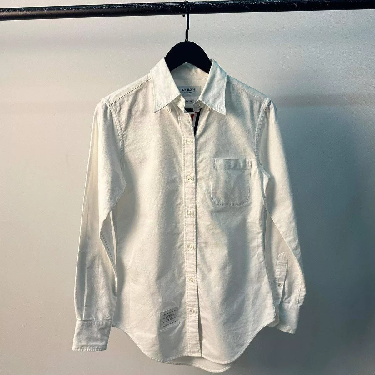 Thom Browne Button Ups THOM BROWNE STRIPED OXFORD SHIRT White Luxury