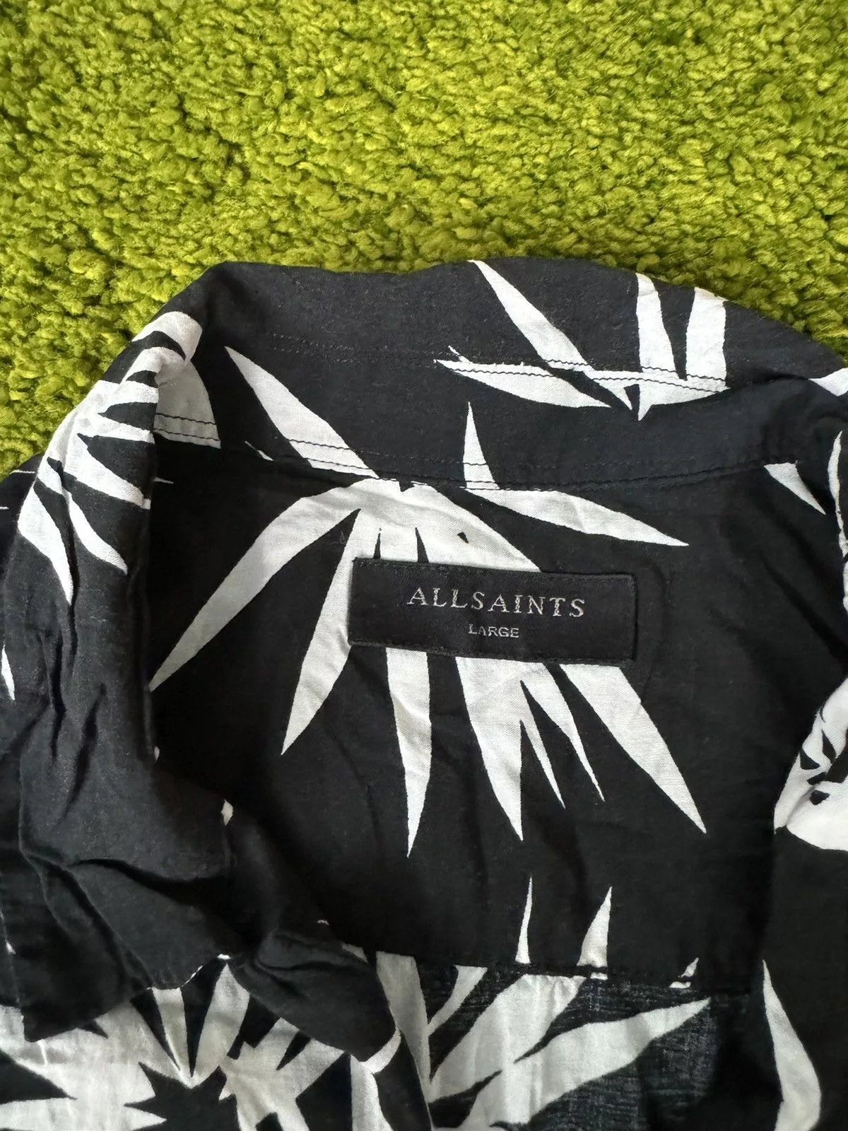 Allsaints Shirts Button Ups Allsaints × Designer AllSaints avant garde camp collar palms summer pattern shirt Black Avant-Garde