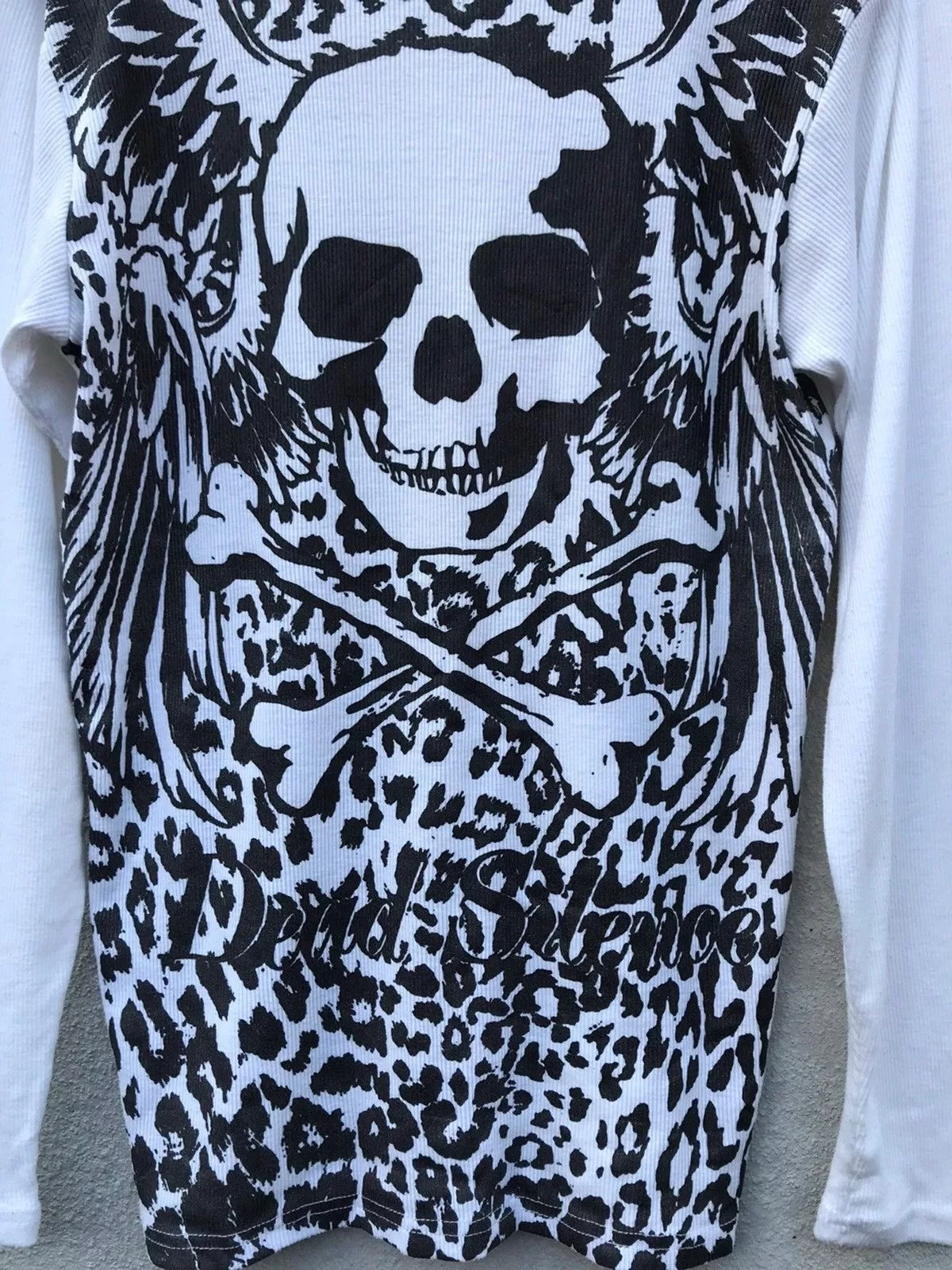 Seditionaries Long Sleeve T Shirts Seditionaries × Vintage 💀Defective Struct Skull Full Print Pleated Long Sleeve White