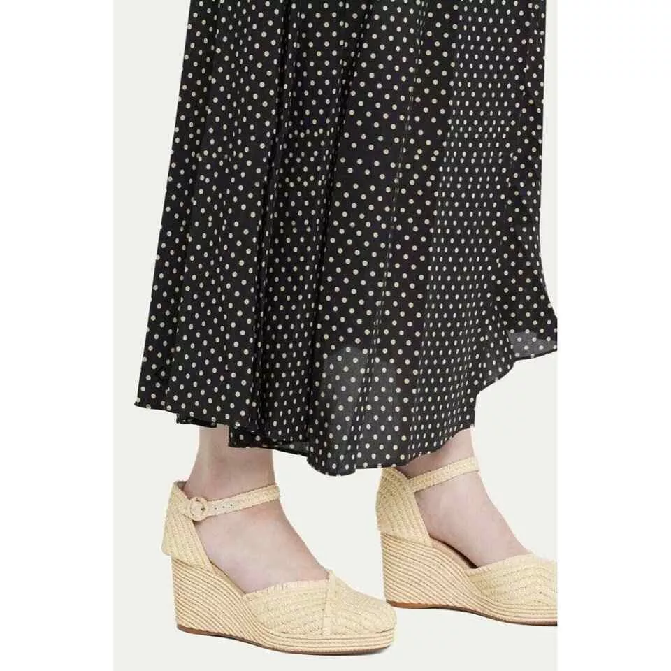 Castaner Sandals CASTANER Raffia Ankle-Strap Wedge Espadrille Pumps Beige