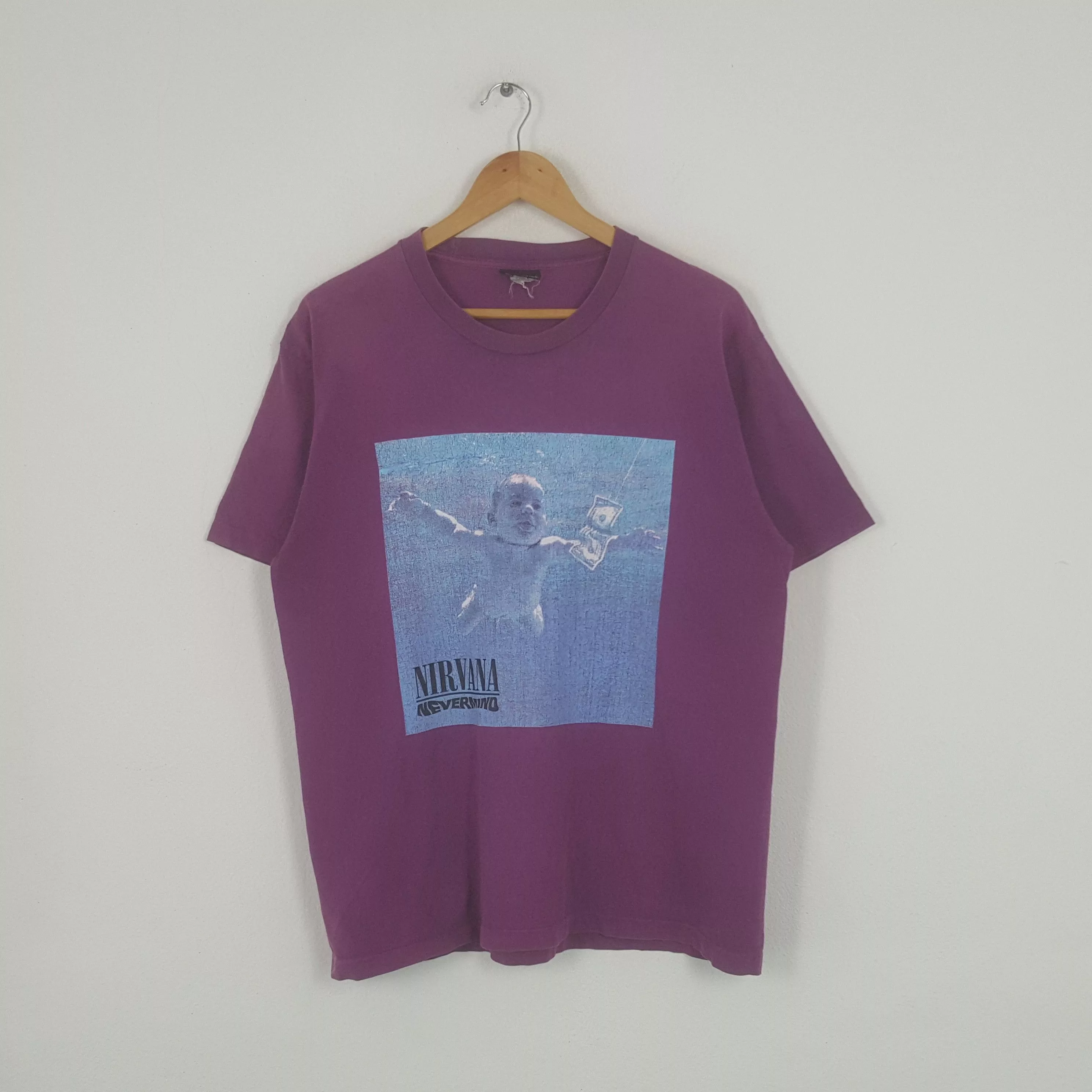 Nirvana Short Sleeve T Shirts Nirvana × Vintage Vintage Nirvana Nevermind American Grunge Band Tshirt Purple