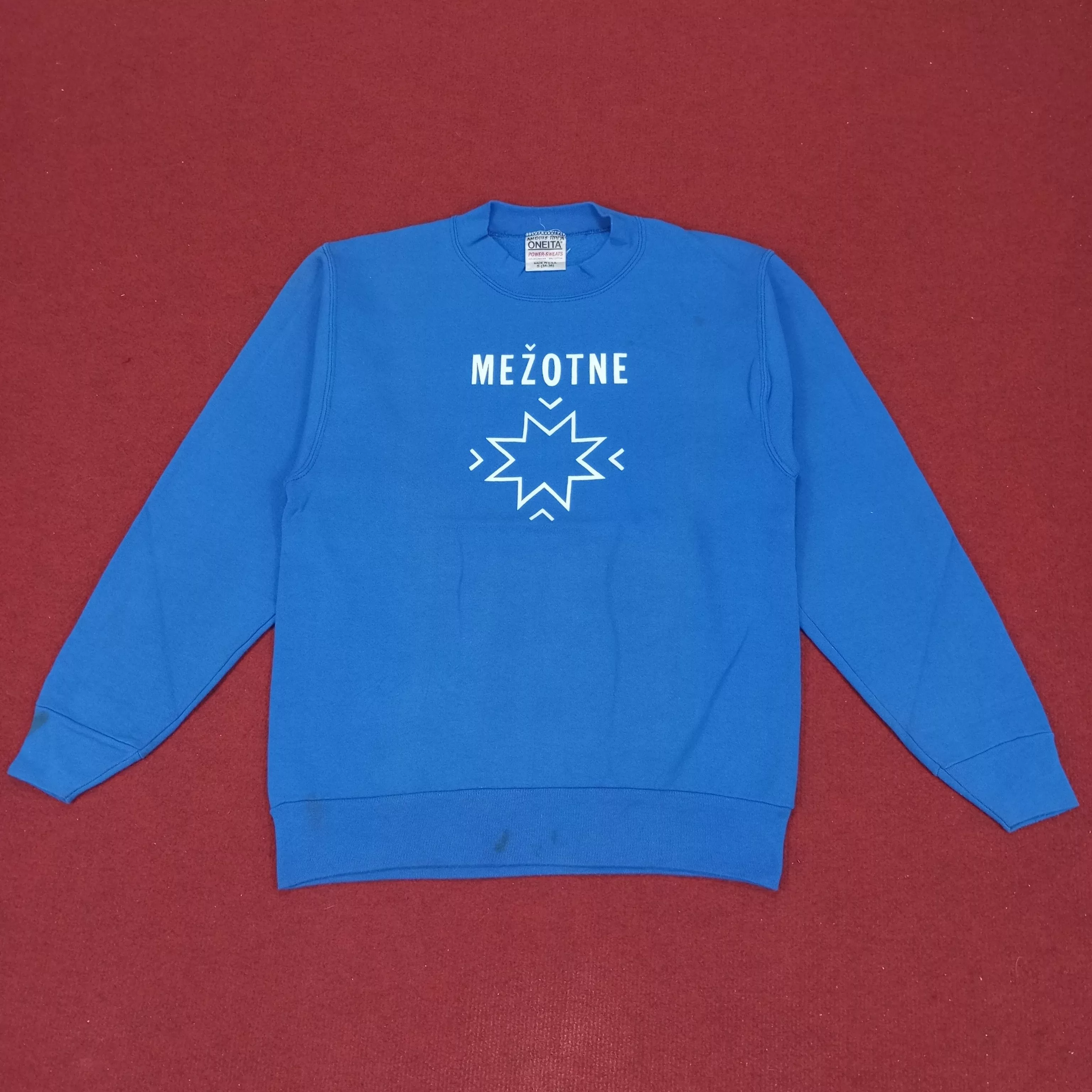 Vintage Sweatshirts Hoodies Mezotne Center Design Style Vintage Sweatshirt Blue Streetwear