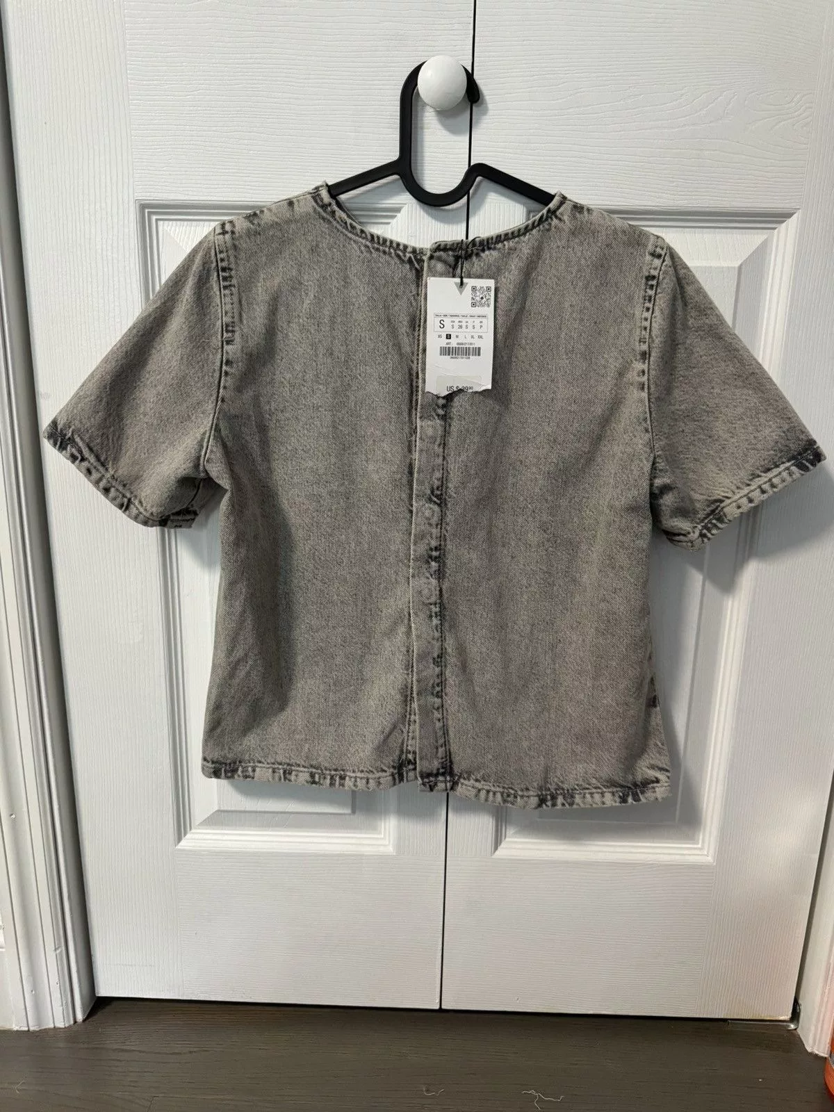 Zara Blouses Grey acid wash denim button down blouse Zara brand new Gray