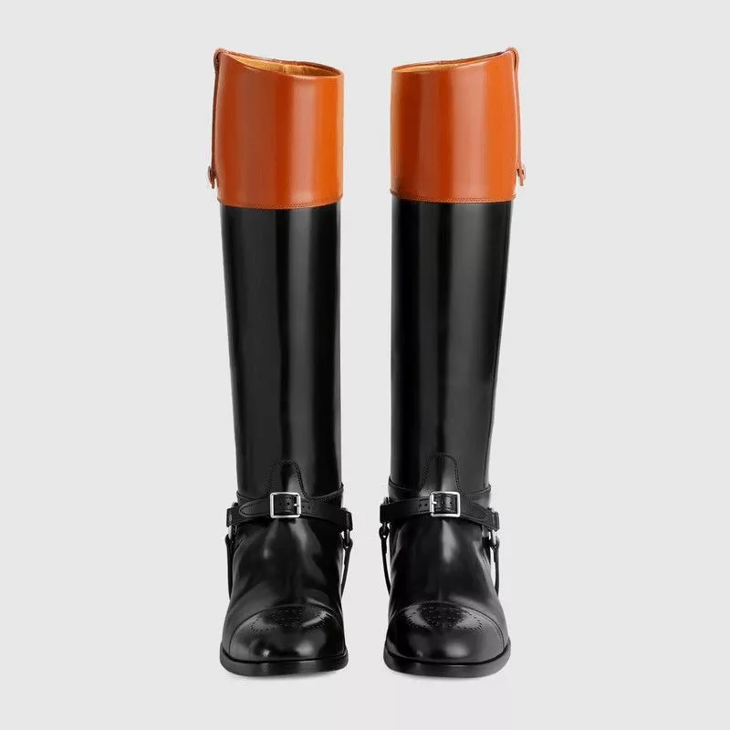 Gucci Boots Gucci Web Knee high Boot with Harness Black