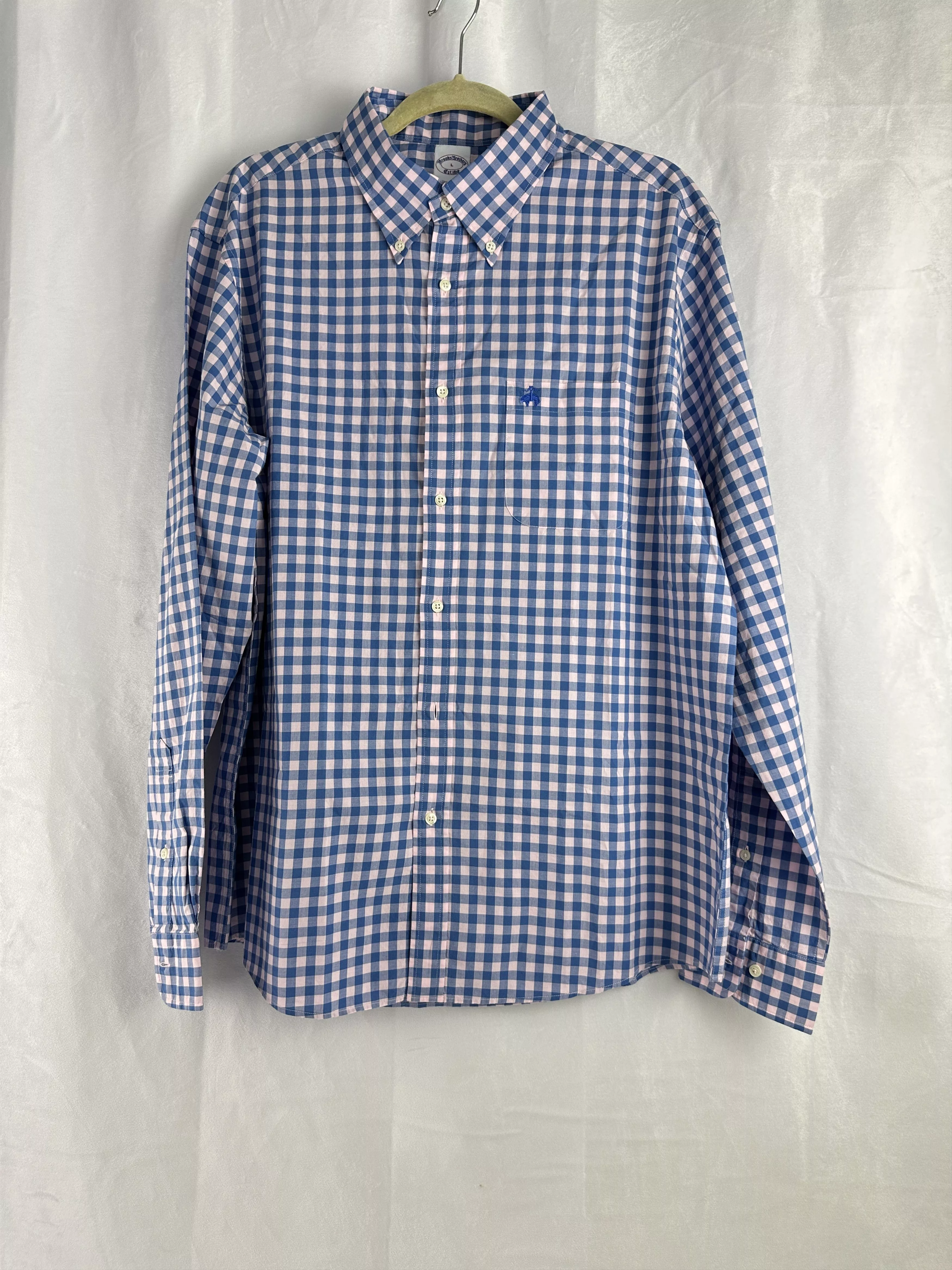 Brooks Brothers Shirts Button Ups Brooks Brothers 1818 Checked Button Down Shirt Lg Blue