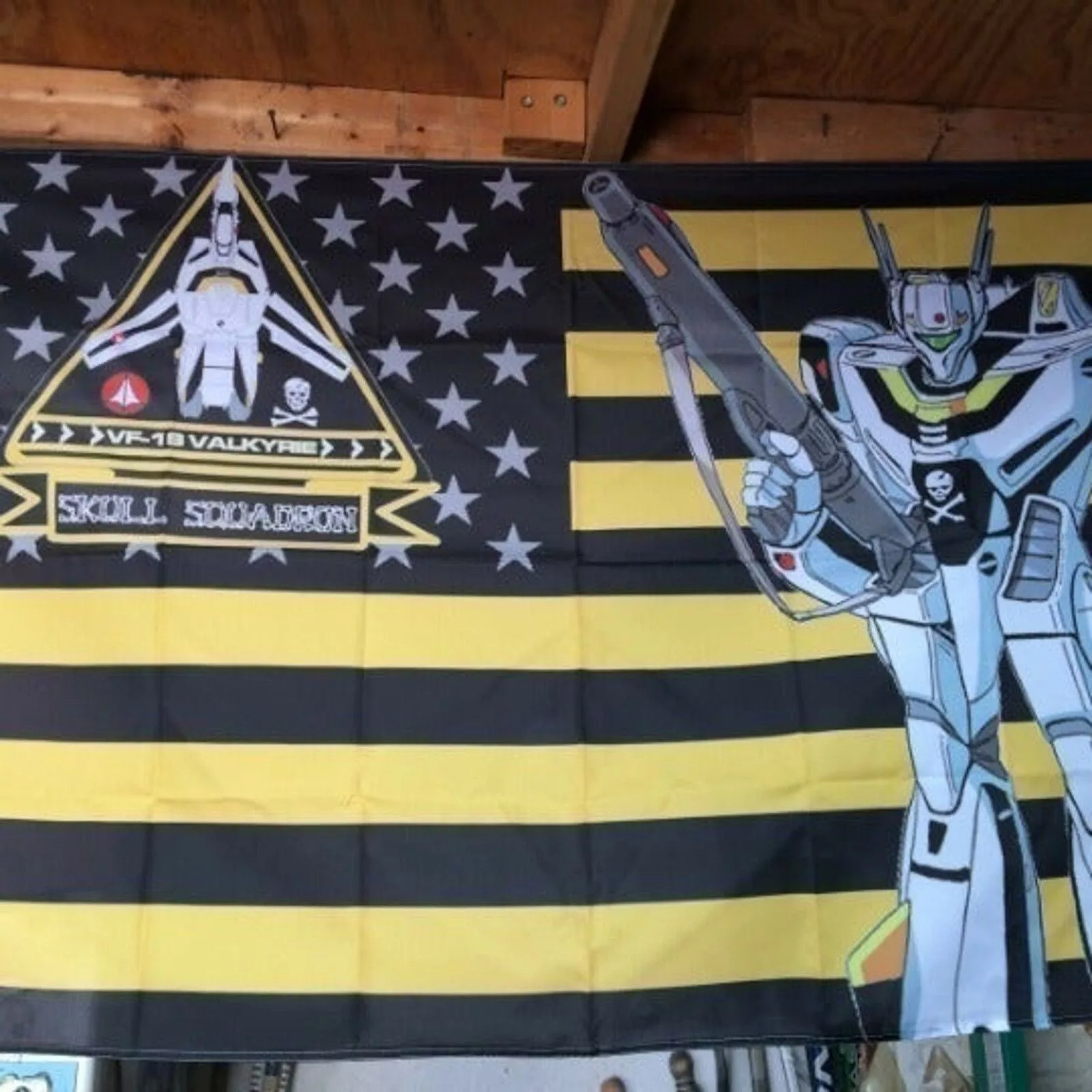 Other Miscellaneous Other Robotech Macross 5ft Veritech Flag Rick Skull Squadron Multi