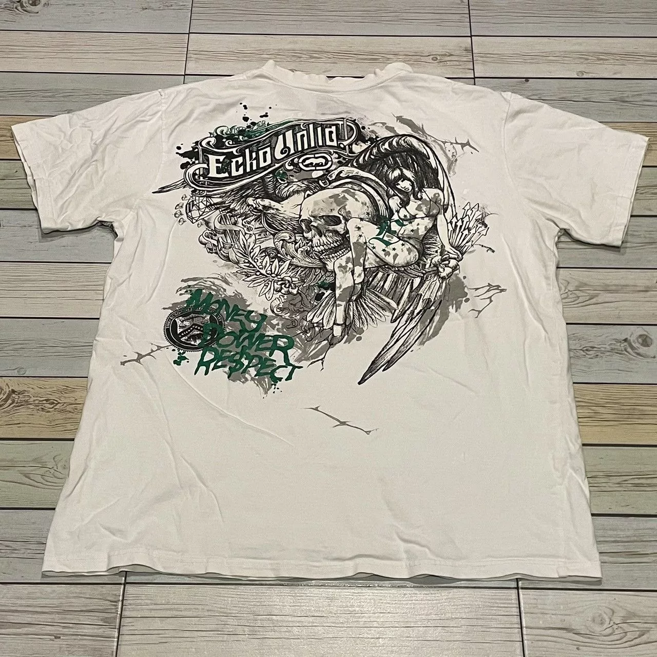 Affliction Short Sleeve T Shirts Affliction × Ecko Unltd. × Tapout Rare Ecko Unltd Wings Cross Tee Y2K Affliction Style White