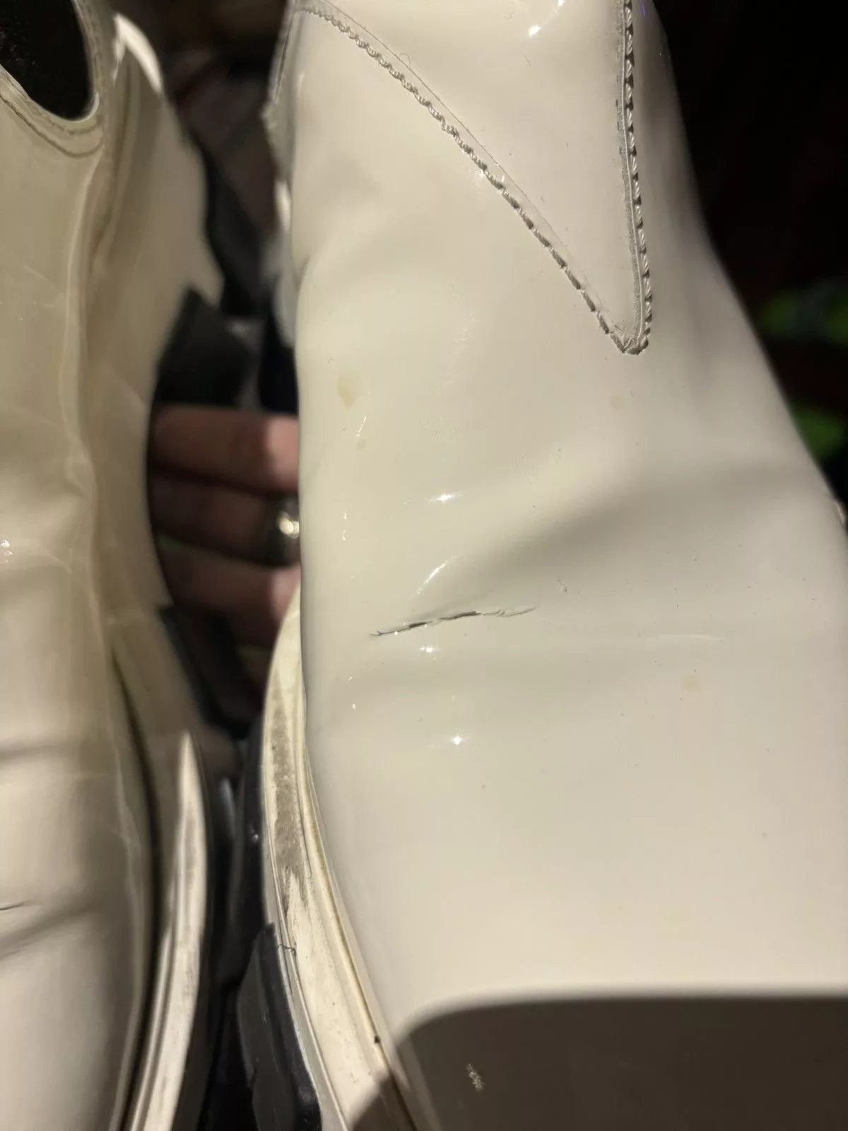 Prada Boots Prada Platform Patent Leather Chelsea Boots White