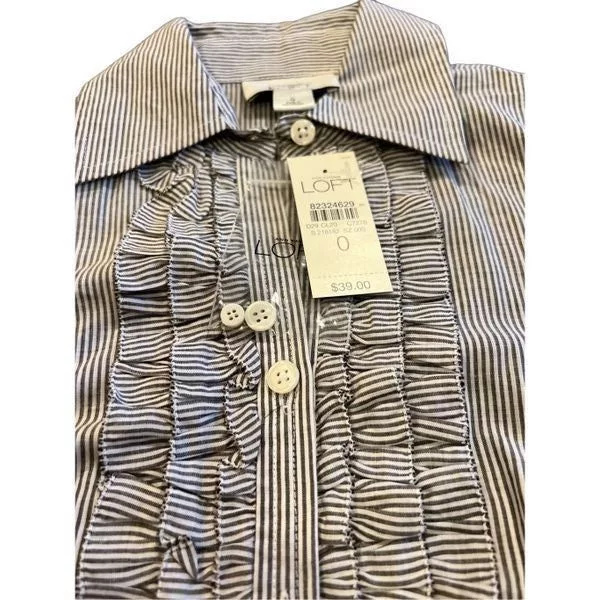 Loft Button Ups LOFT classic shirt size O Gray