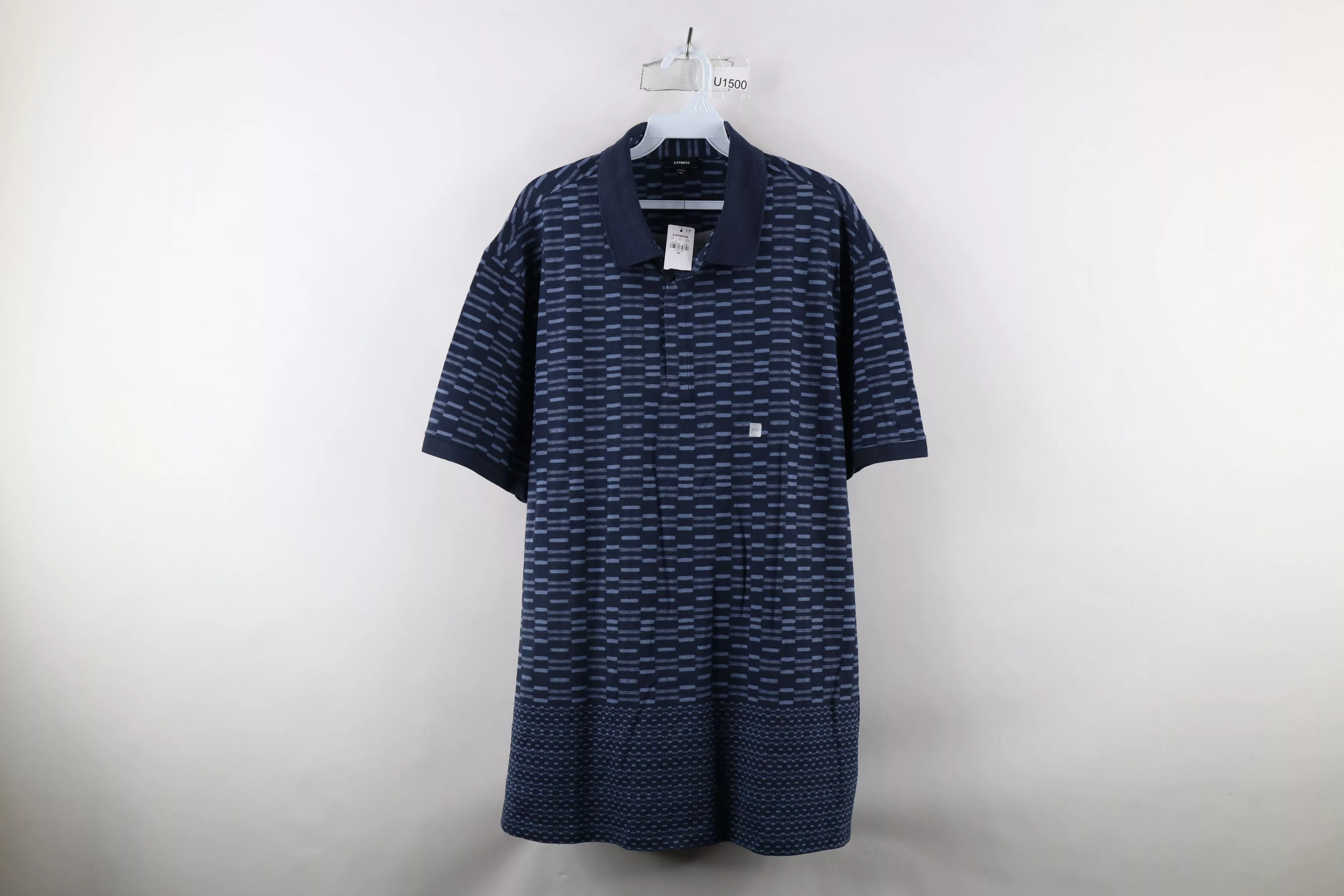 Express Polos Express × Vintage New Express Geometric Knit Stretch Collared Golf Polo Shirt Multi