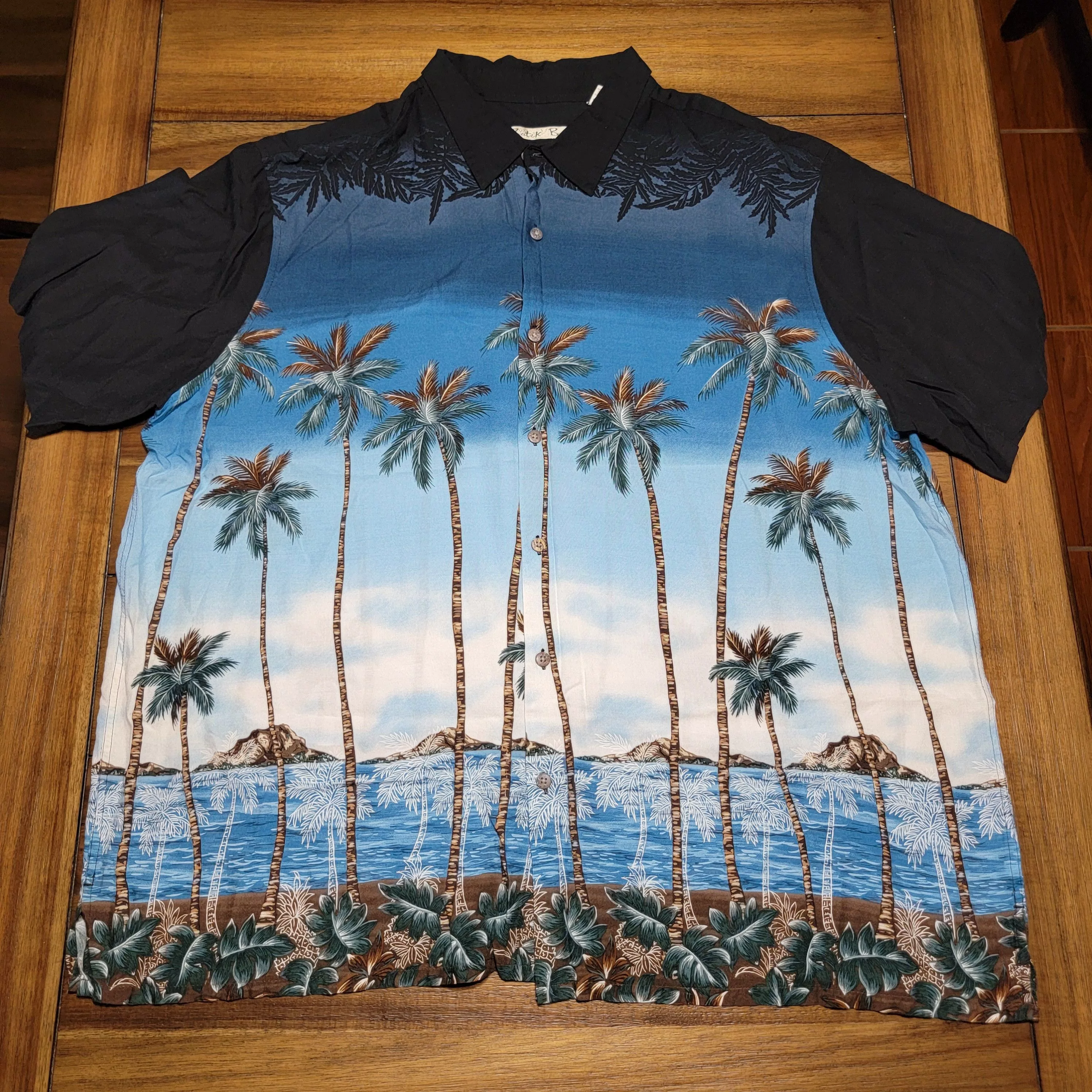 Batik Bay Shirts Button Ups Batik Bay Full Button SS Beach Scene Shirt- 2XL Multi