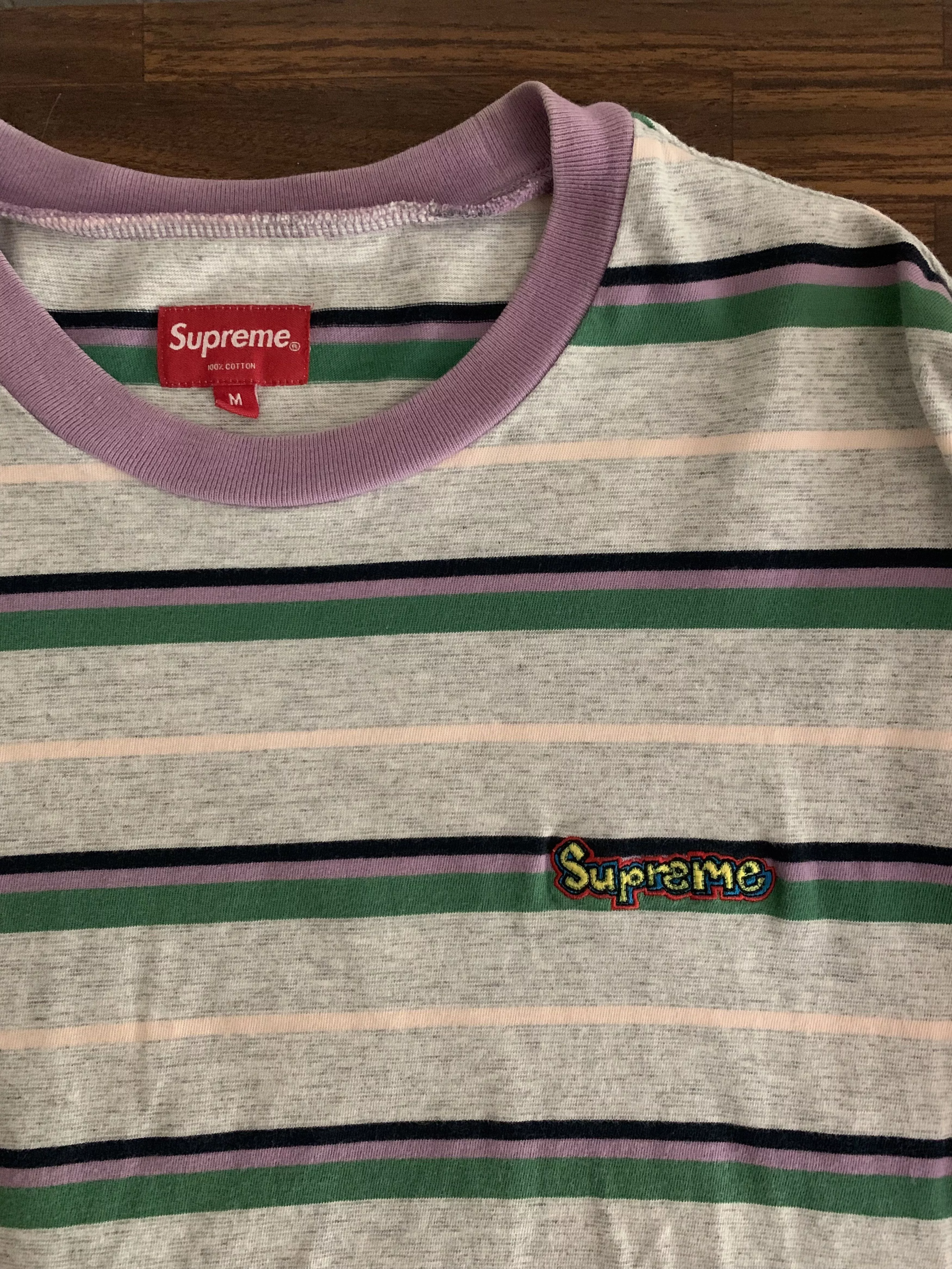 Supreme Short Sleeve T Shirts Supreme Heather Stripe Top Size M Black