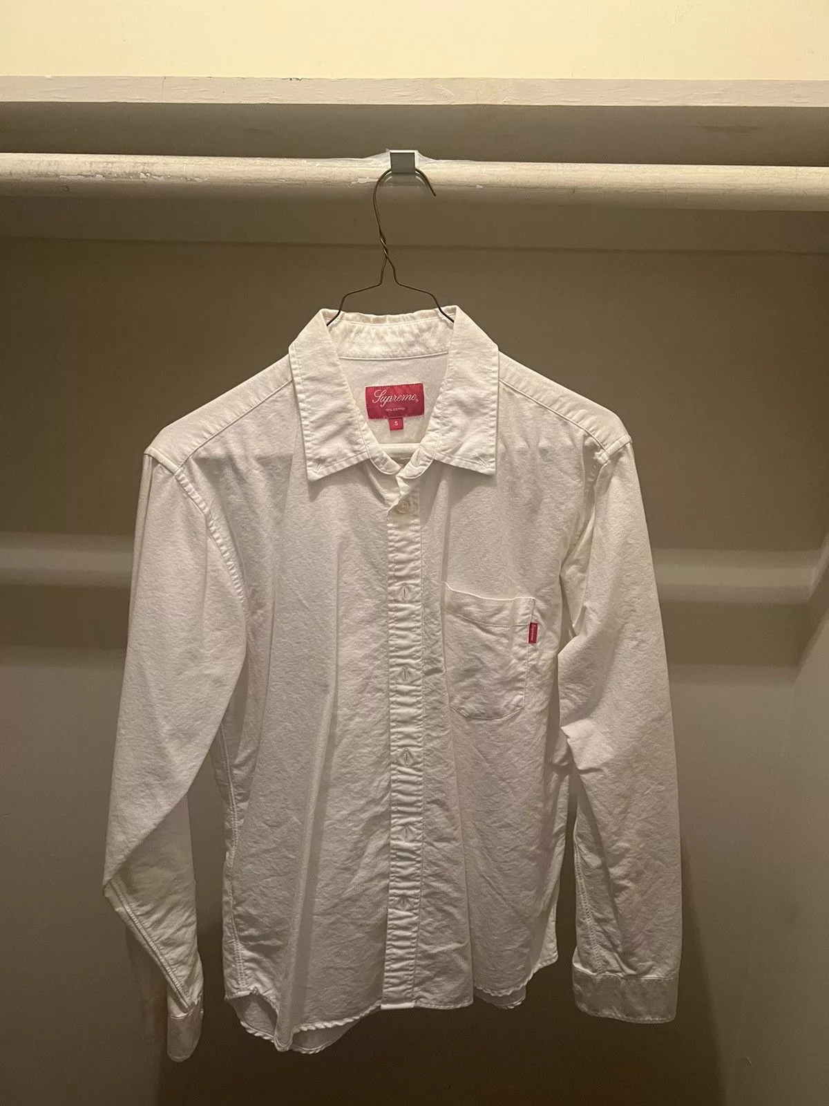 Supreme Shirts Button Ups Supreme White Button Up Small Box Logo