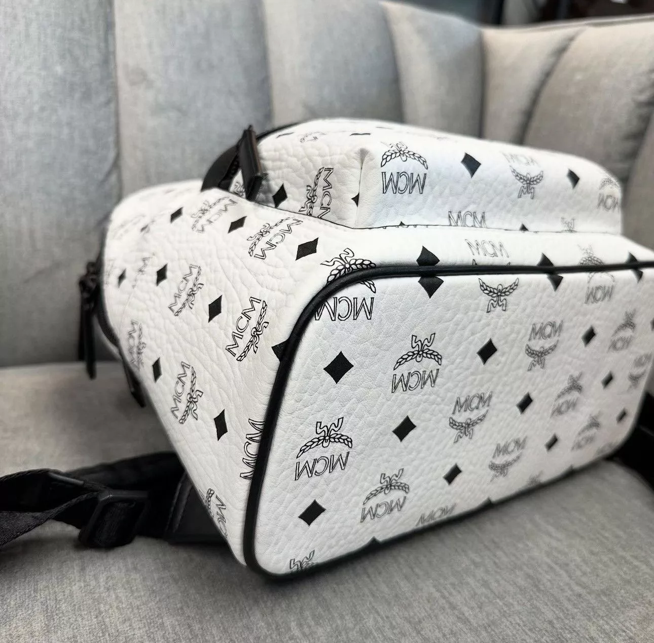 MCM Backpacks Authentic MCM Small Stark Backpack White