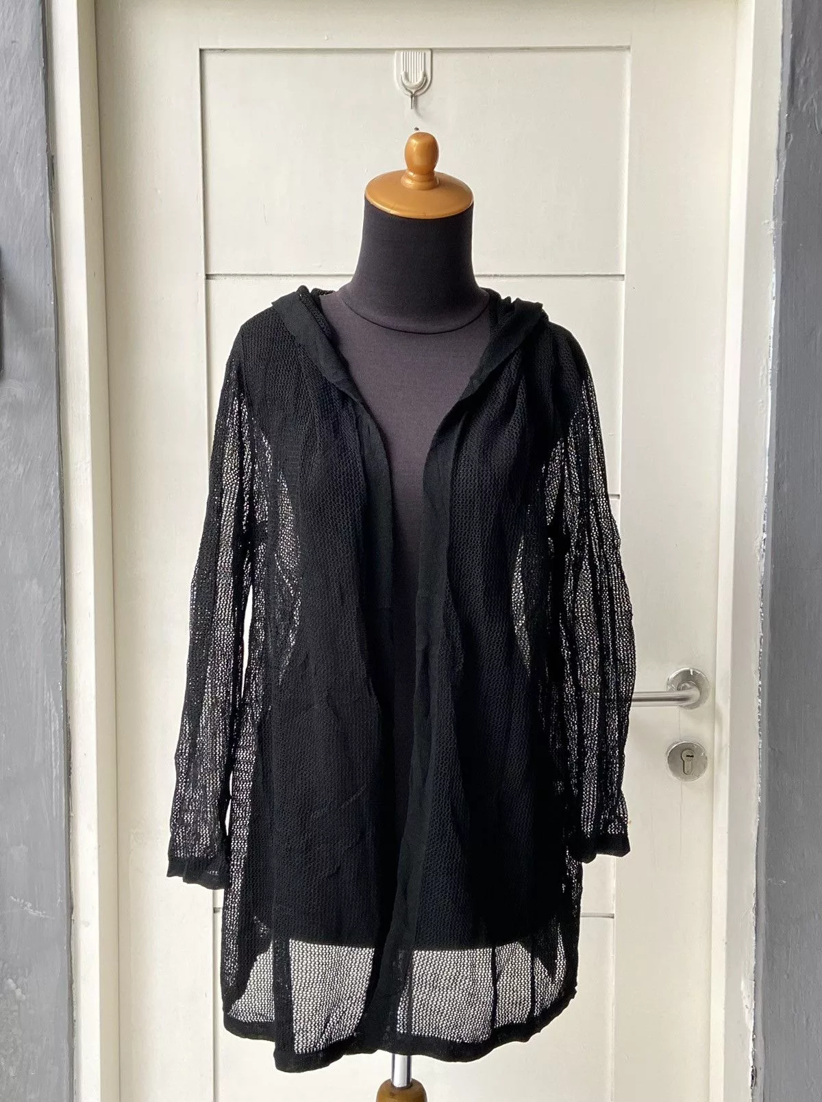 Designer Light Jackets Designer LINEA FORMICA Black Mesh Cardigan Vintage