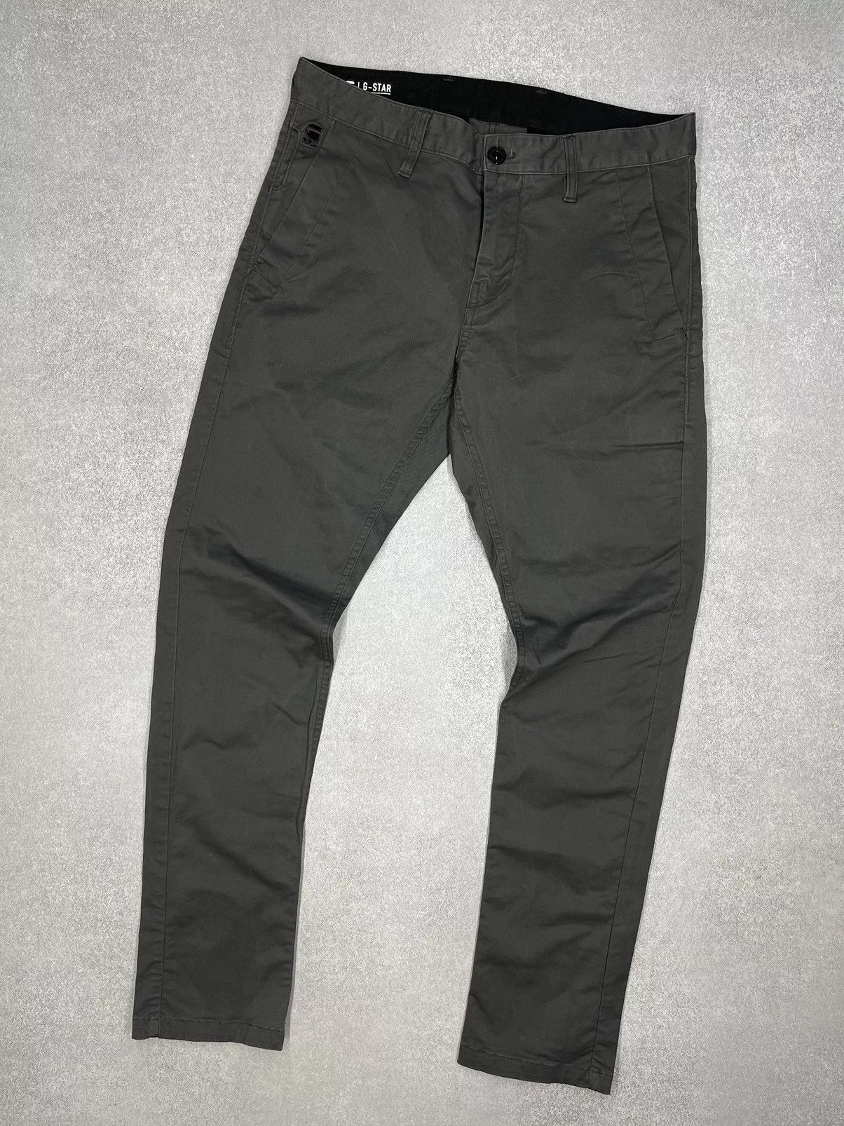 G-Star Casual Pants G-Star × Vintage Mens G Star Raw Bronson Slim Chino Pants Grey Y2K Size M Gray Streetwear