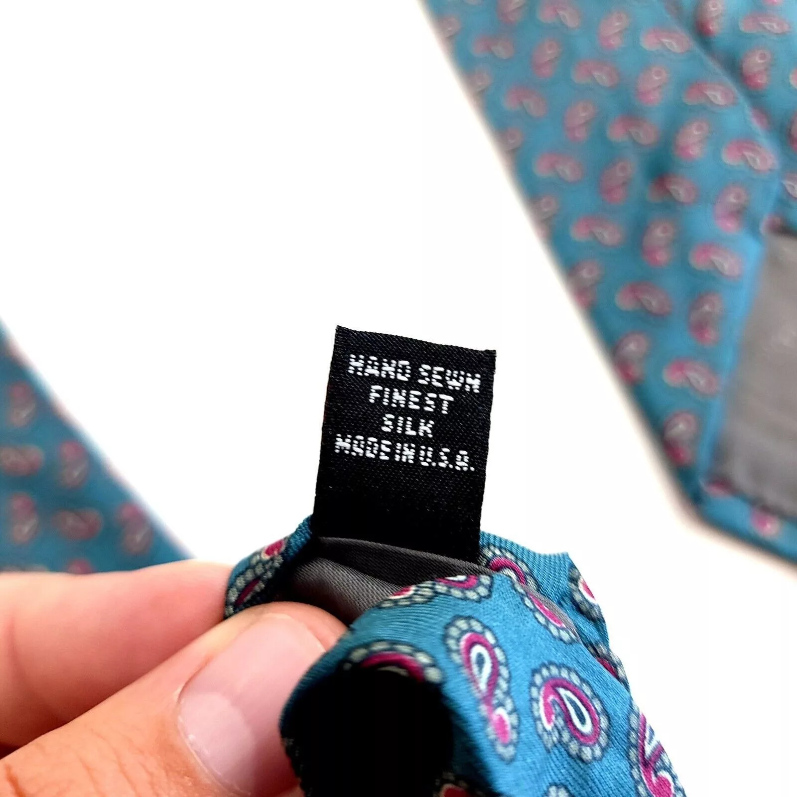 Robert Talbott Ties Pocketsquares Robert Talbott Teal Red Paisley Print Hand Sewn Short Silk T Green