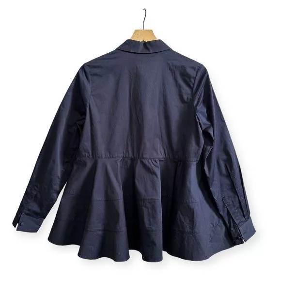 CO Button Ups NWT CO Navy Blue Tiered Button Down Cotton Shirt, Size M