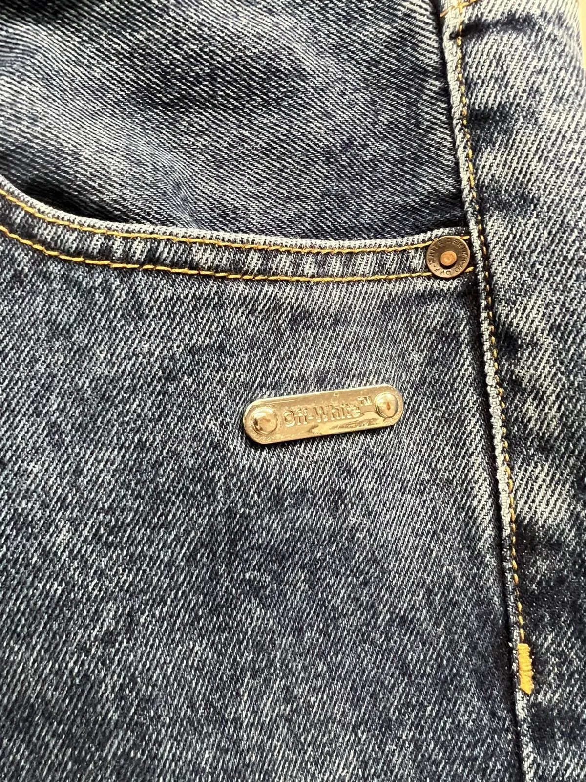 Off-White Denim Off-White Off White Gothic Embroidered Jeans Blue
