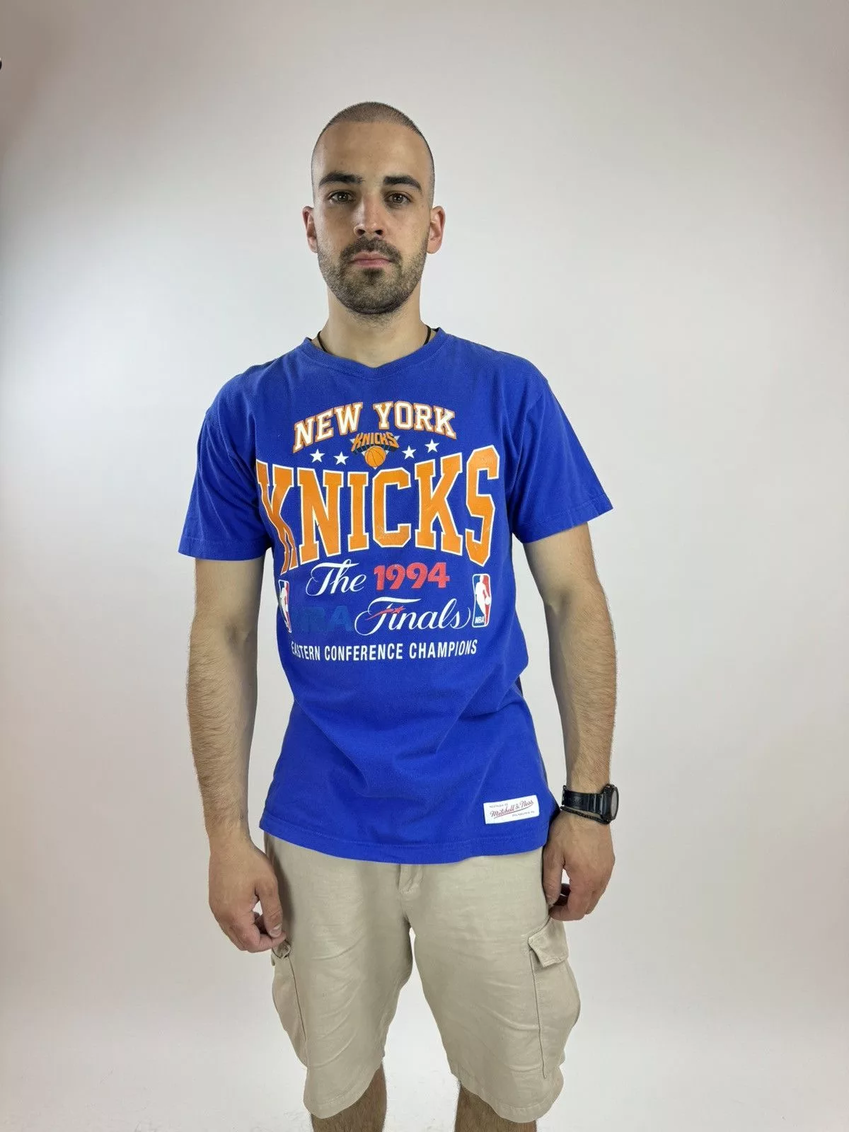 Mitchell & Ness Short Sleeve T Shirts Mitchell & Ness × NBA Rare 1994 Finals New York Knicks Eastern NBA Mitchell Blue Sportswear