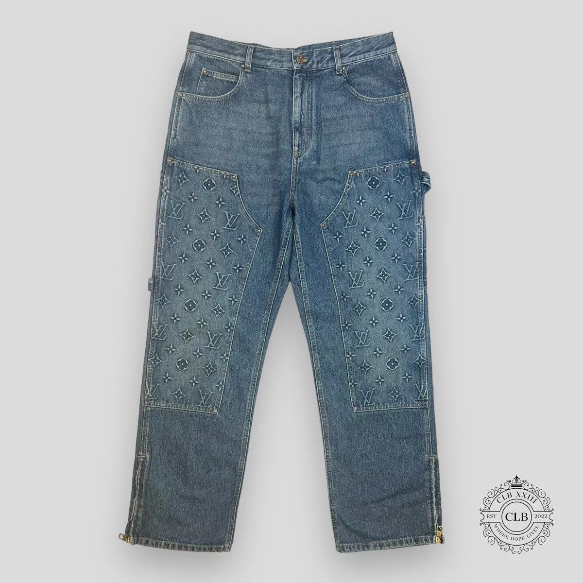 Louis Vuitton Denim LOUIS VUITTON MONOGRAM WORKWEAR DENIM CARPENTER PANTS Purple