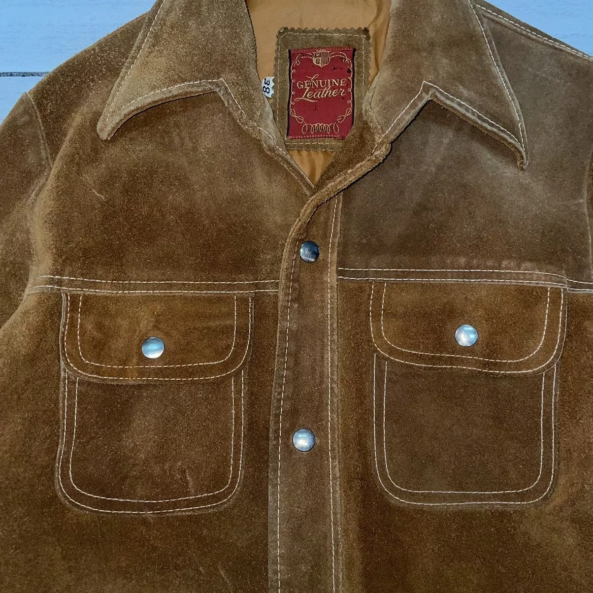 Other Leather Jackets Other Vintage Suede Snap Button Jacket/ Overshirt Gold