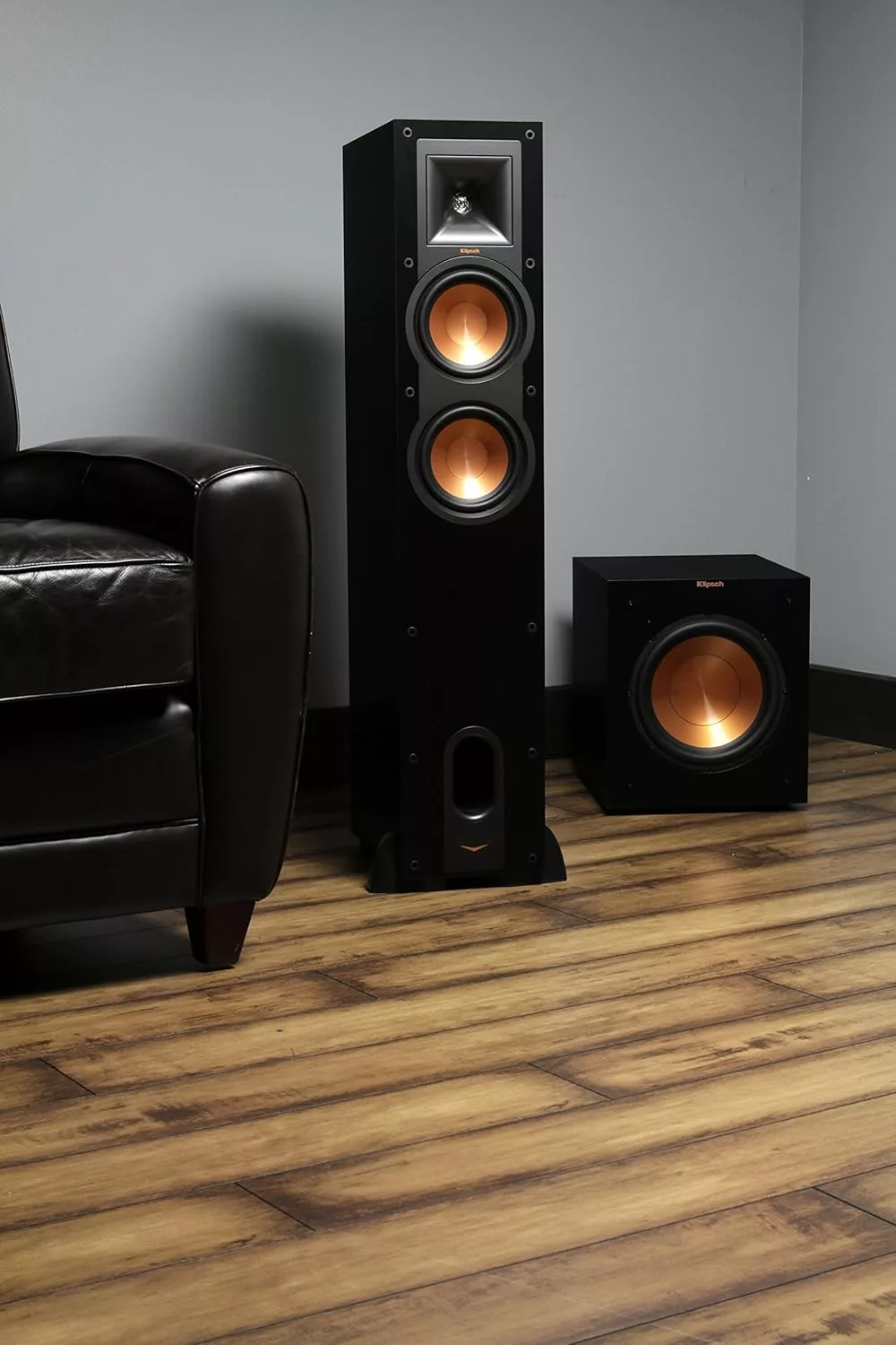Klipsch R-12SW Powerful Deep Bass Front Firing 12 Copper-Spun Driver 400W Digital Power Subwoofer 14" X 18.5" X 16"	"