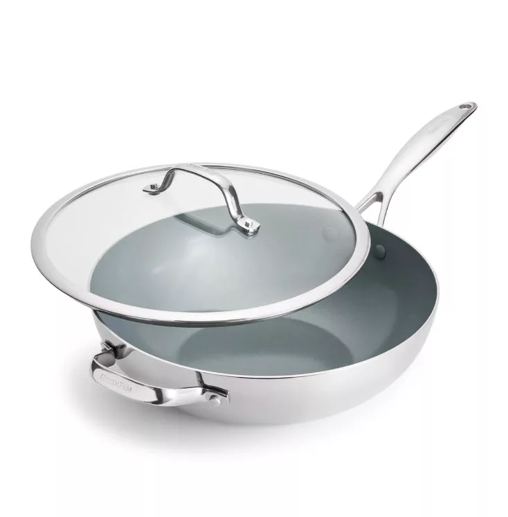 Valencia Pro Ceramic 12" Wok w/ Lid & Helper Handle
