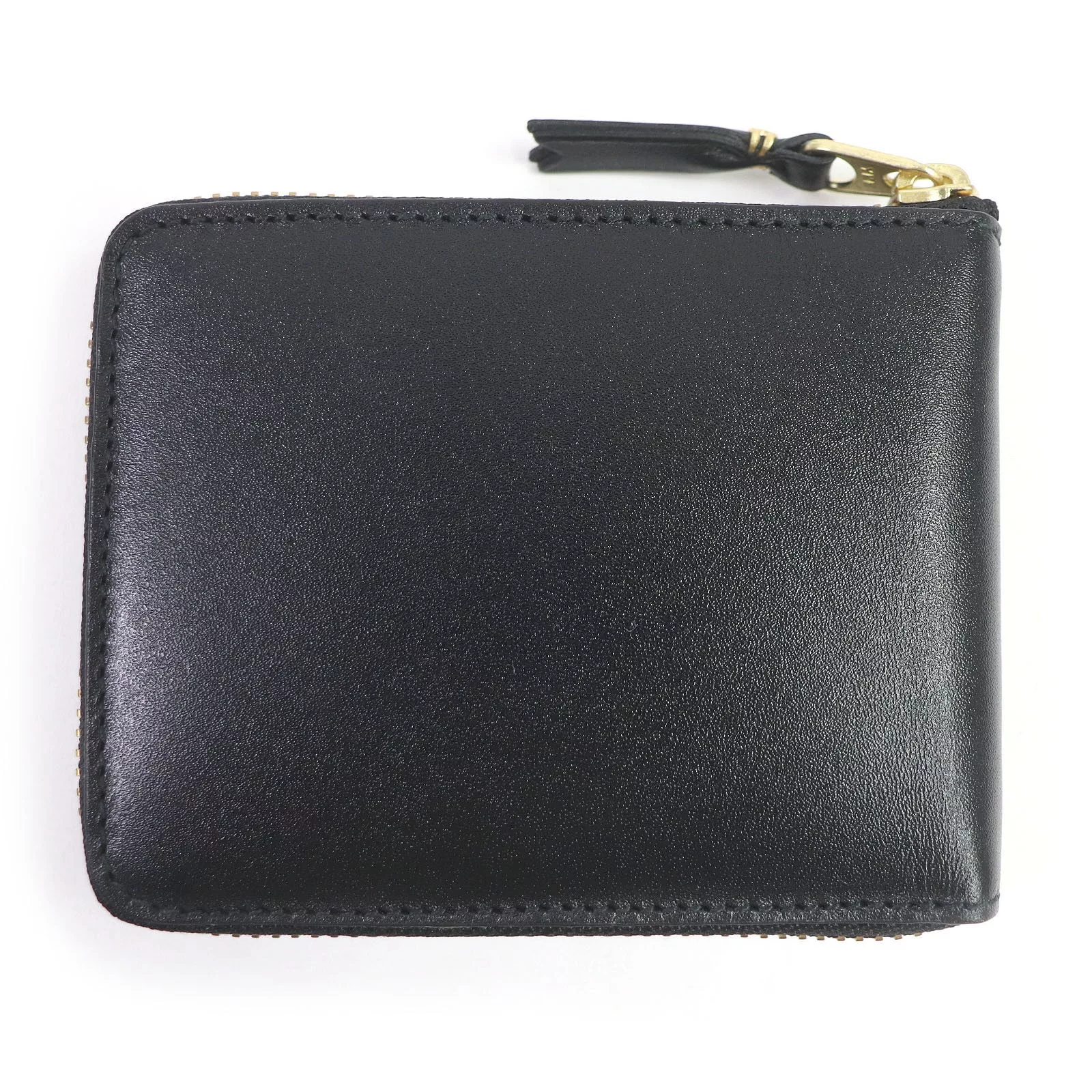Comme des Garcons Wallets Comme des Garcons Wallet Plain Round Zipper Leather Compact Black