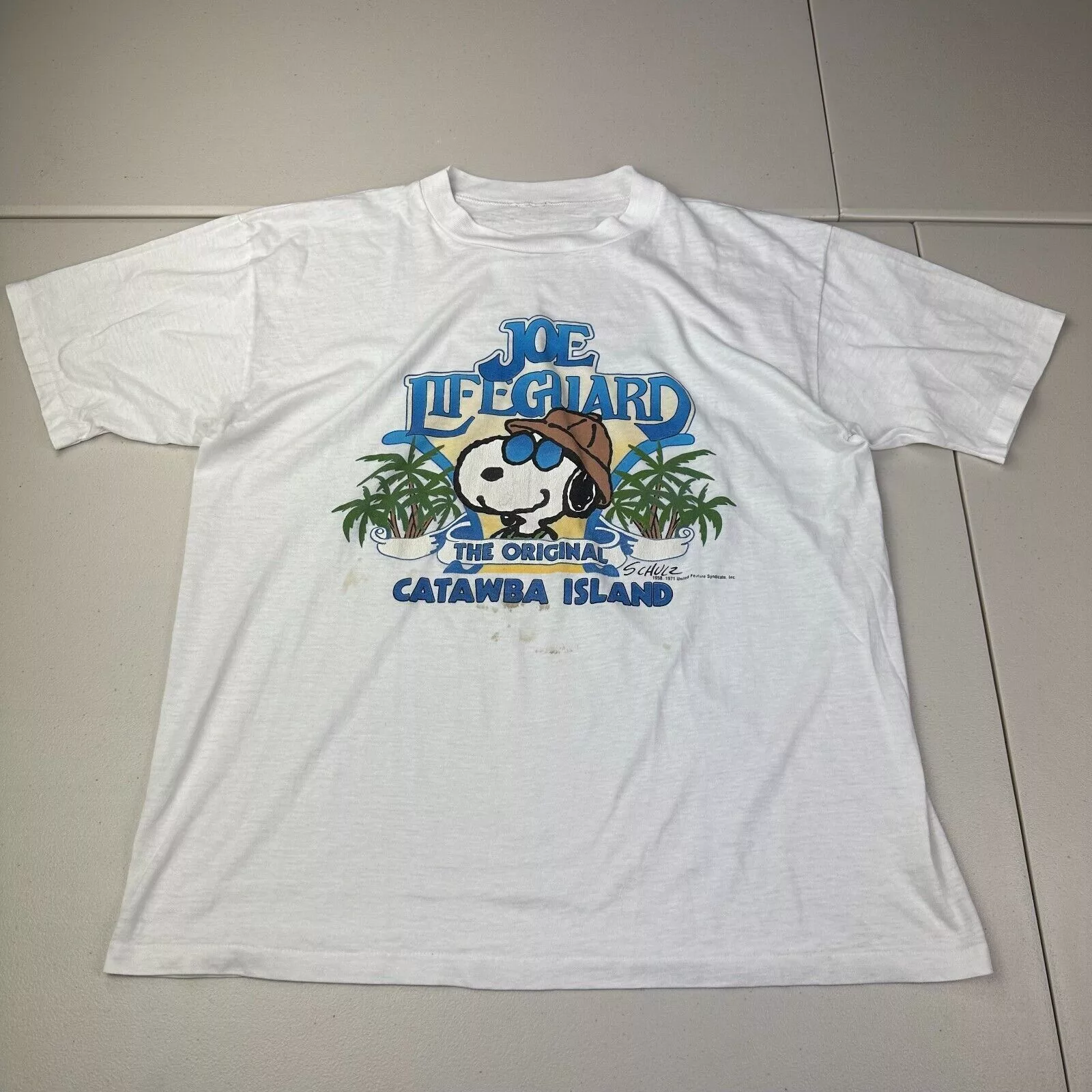 Changes Short Sleeve T Shirts Changes Vintage Snoopy Joe Lifeguard White T Shirt L Single Stitch