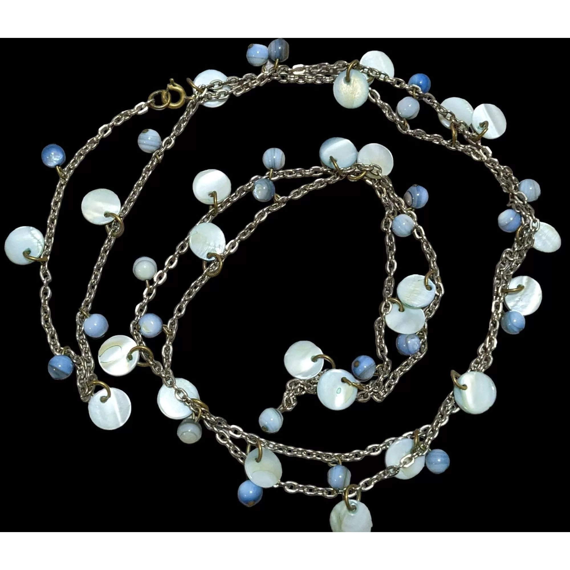 Other Necklaces Other Beachy Blue Shell Beaded Opera Necklace