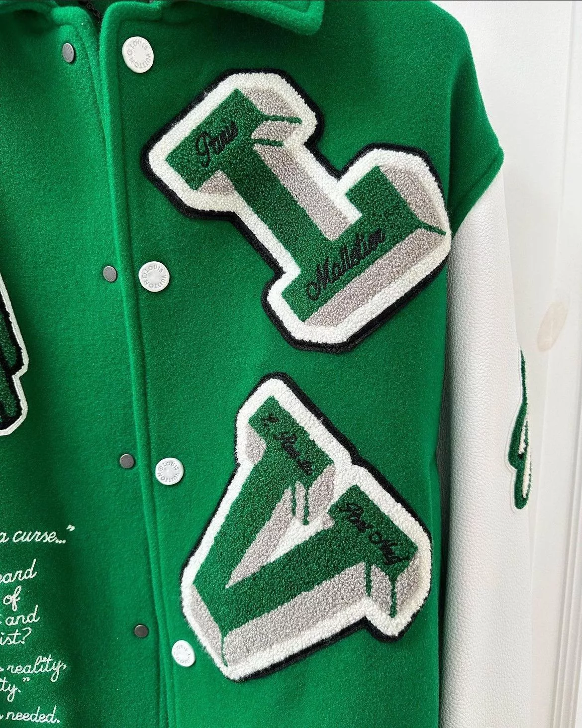 Louis Vuitton Light Jackets Louis Vuitton FW21 Green & White Varsity Jacket