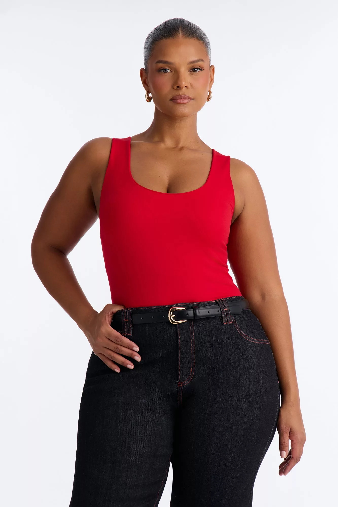 Bianca Seamless Scoop Neck Tank Top - Tomato Red