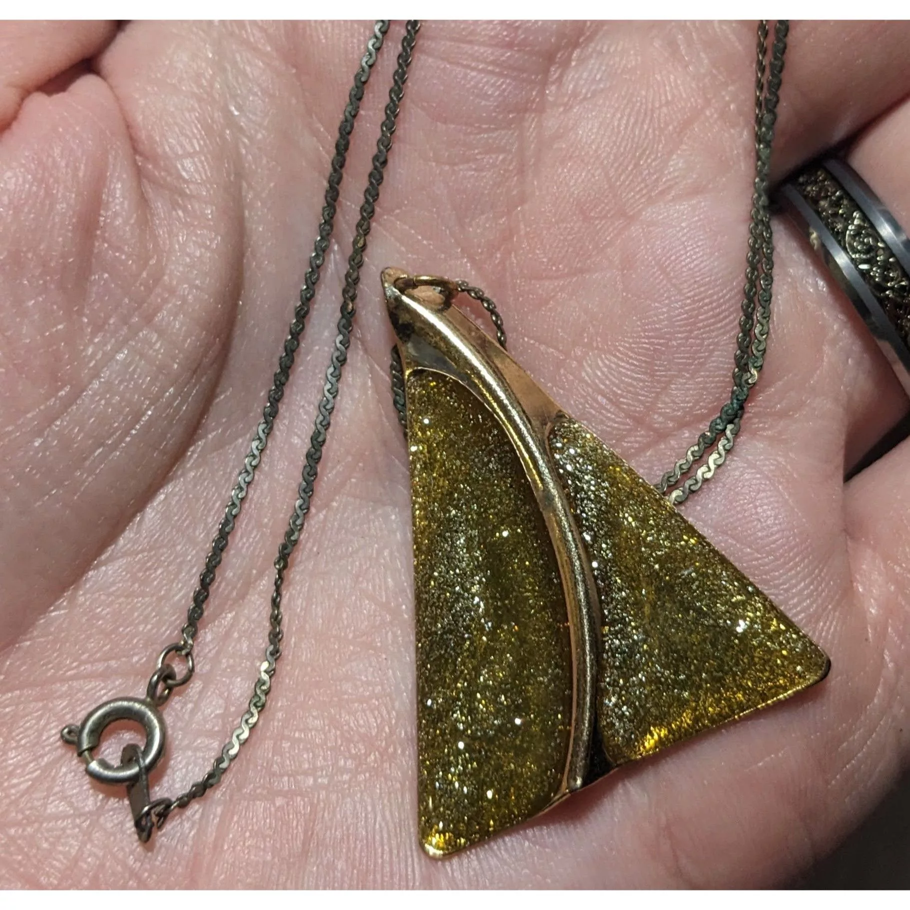 Other Necklaces Other Gold Glitter Triangle Pendant Necklace