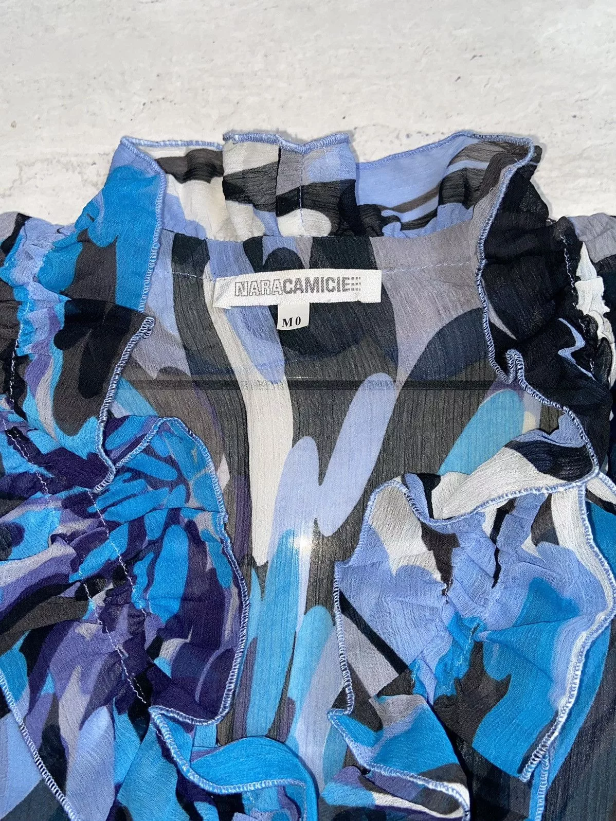 Designer Blouses Designer × Japanese Brand NARA CAMICIE Patterned Blouse Blue