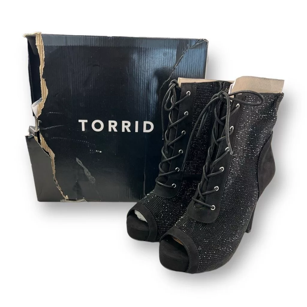 Other Heels Other Torrid Rhinestone Pointed Booties Size 9.5 Black