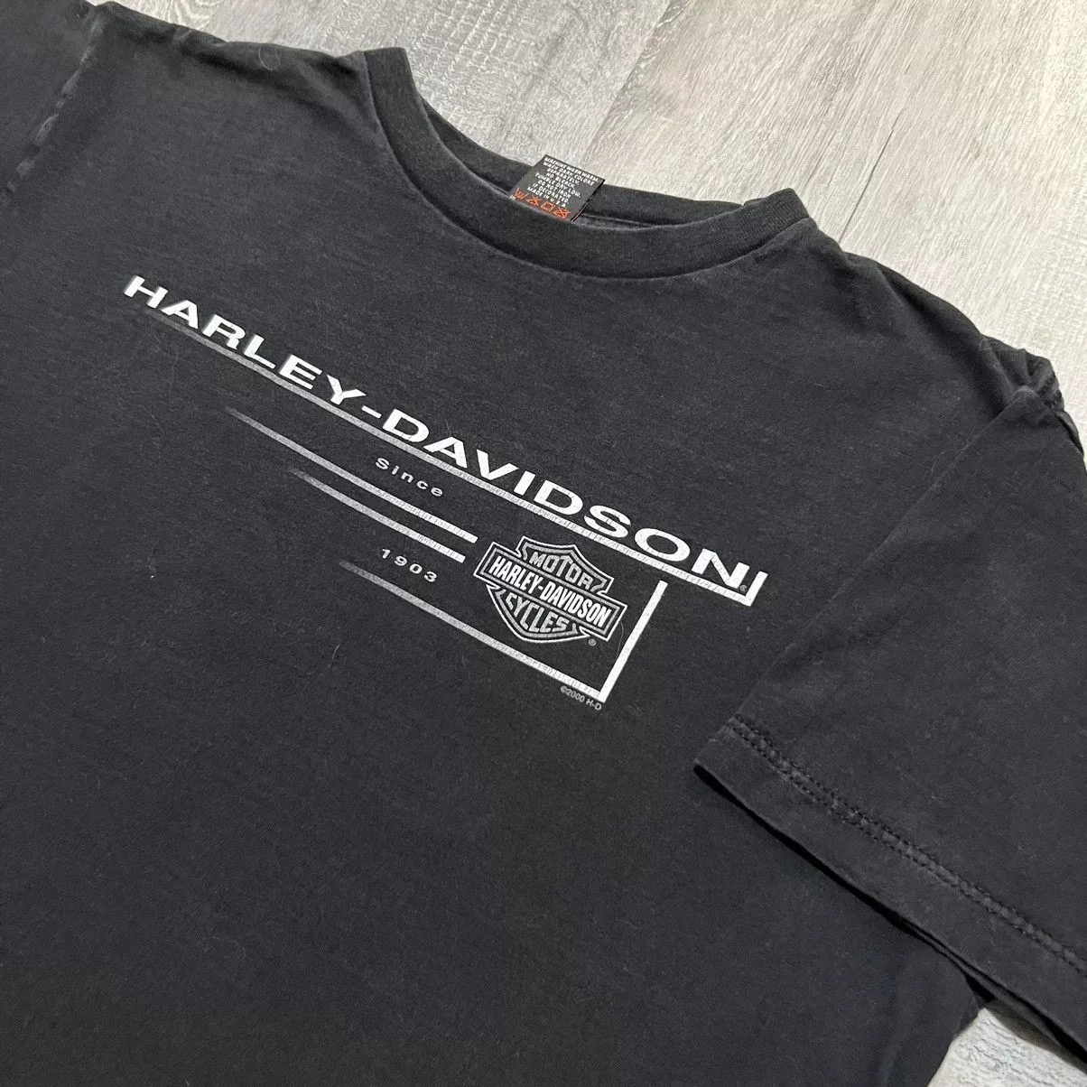 Harley Davidson Short Sleeve T Shirts Harley Davidson × Vintage VTG Harley Davidson Black 2000 Manitowoc Y2K Biker T Shirt