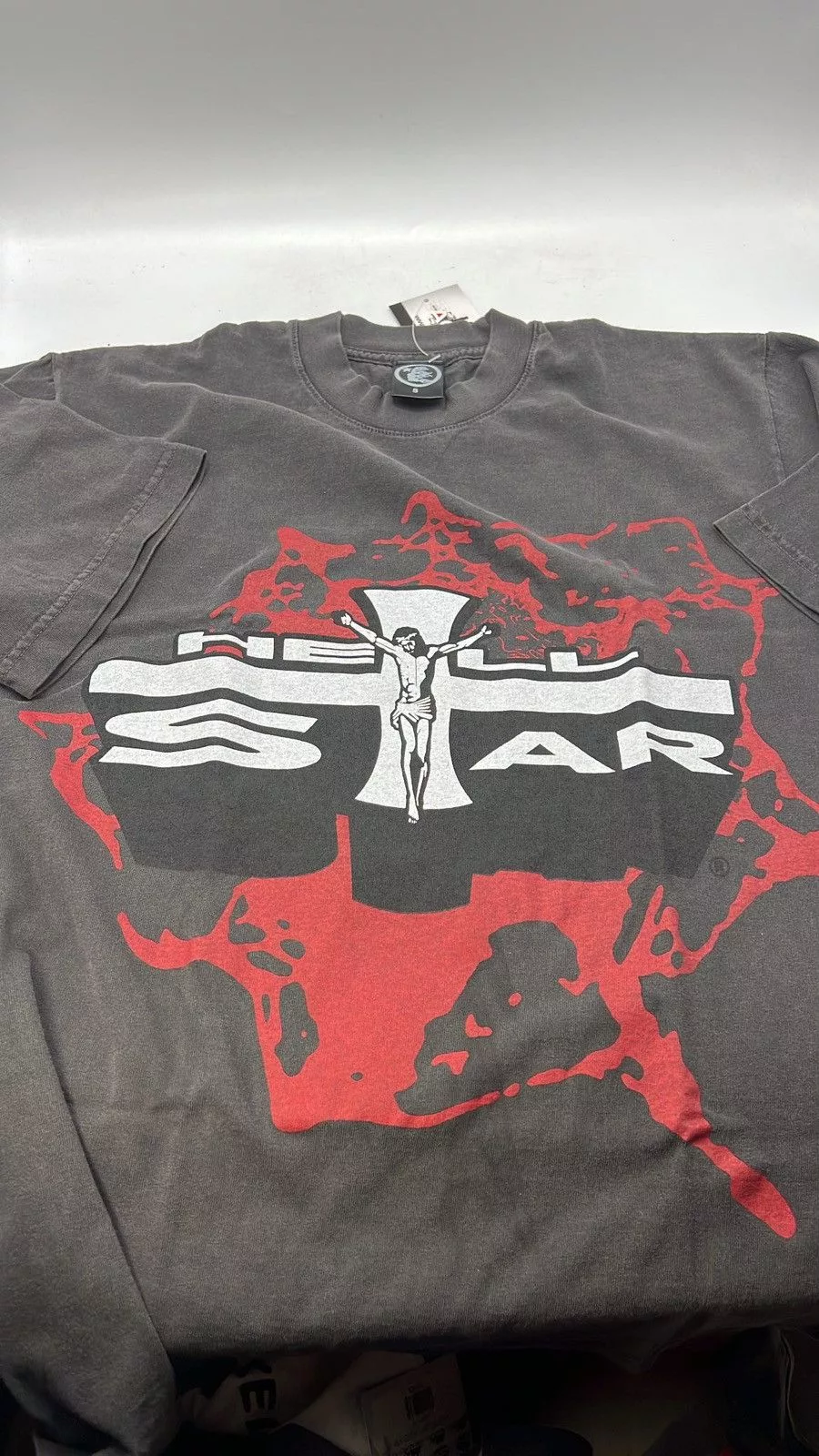 HELLSTAR Short Sleeve T Shirts Hellstar Jesus tee Gray