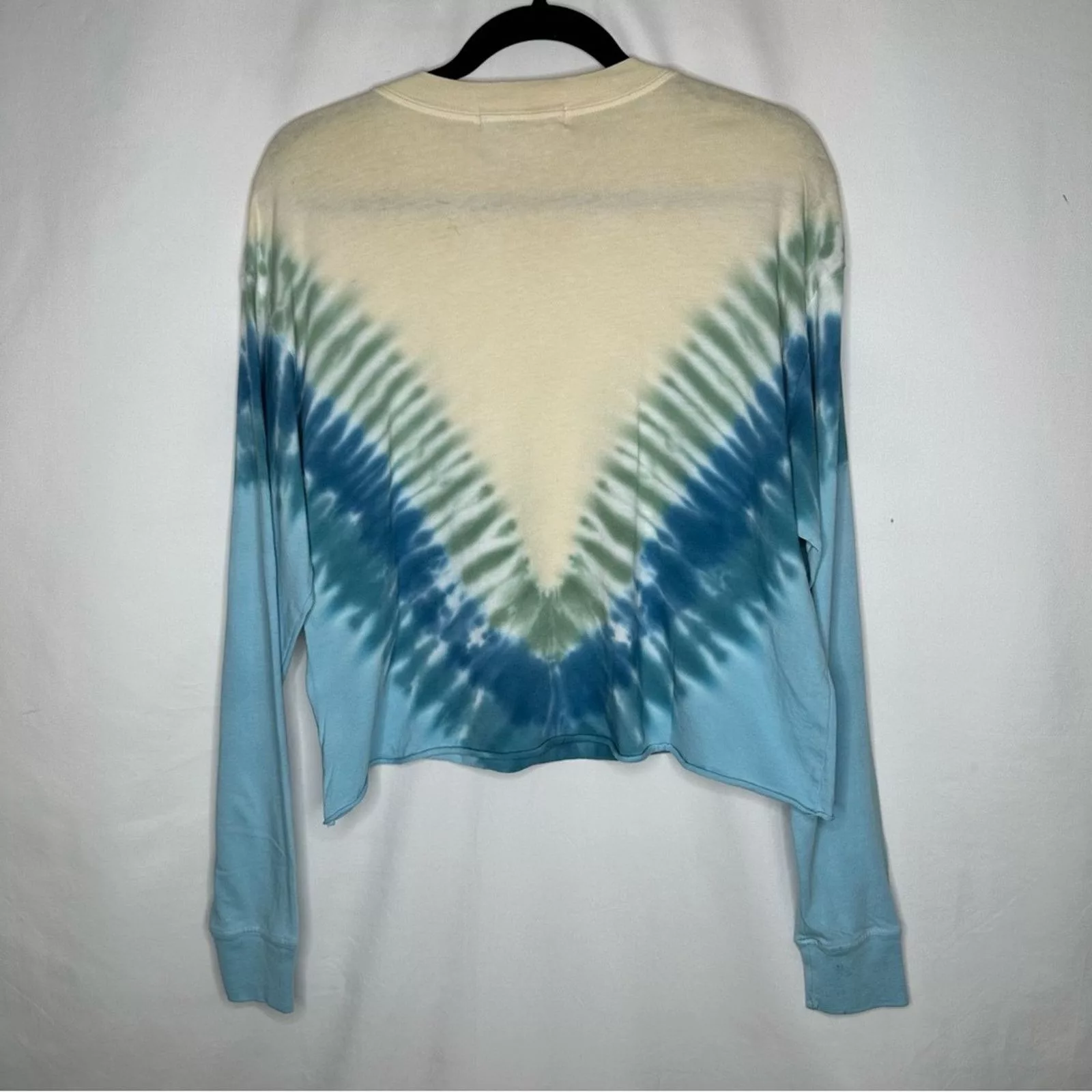 Daydreamer Blouses DAYDREAMER Yale Beach View Cropped Tie Dye Pullover NWT XS Blue