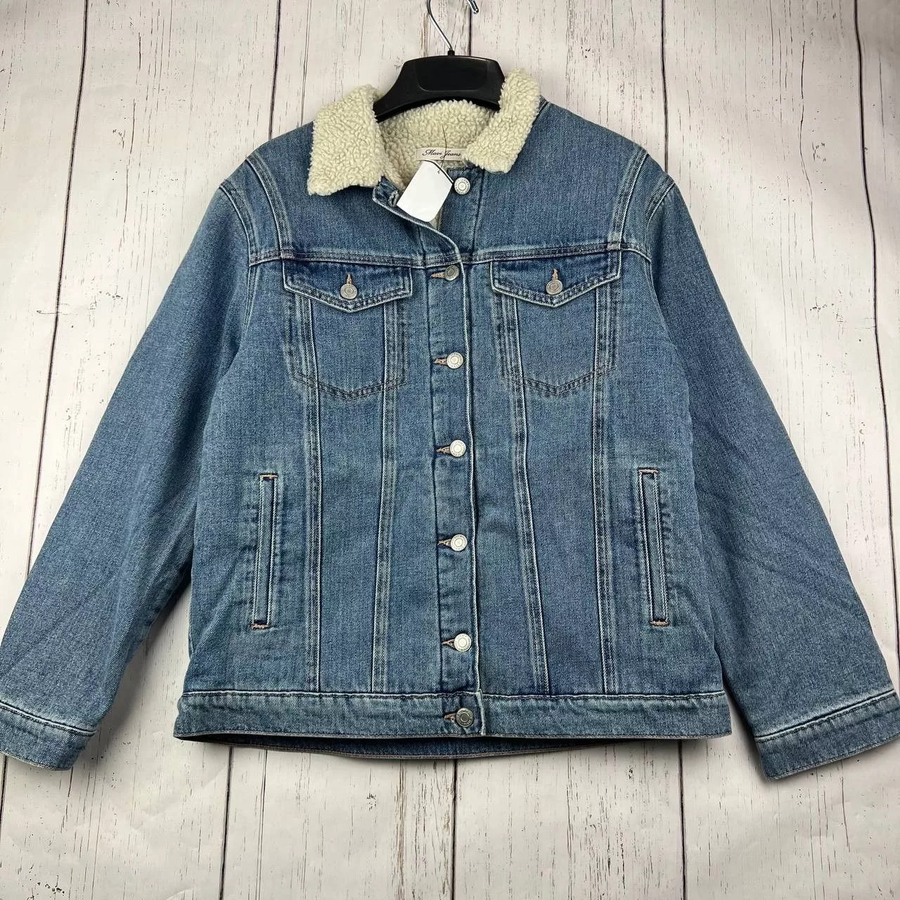 Mavi Denim Jackets Mavi Small Classic Fit Stretchable Faux Fur Sherpa Jacket Blue
