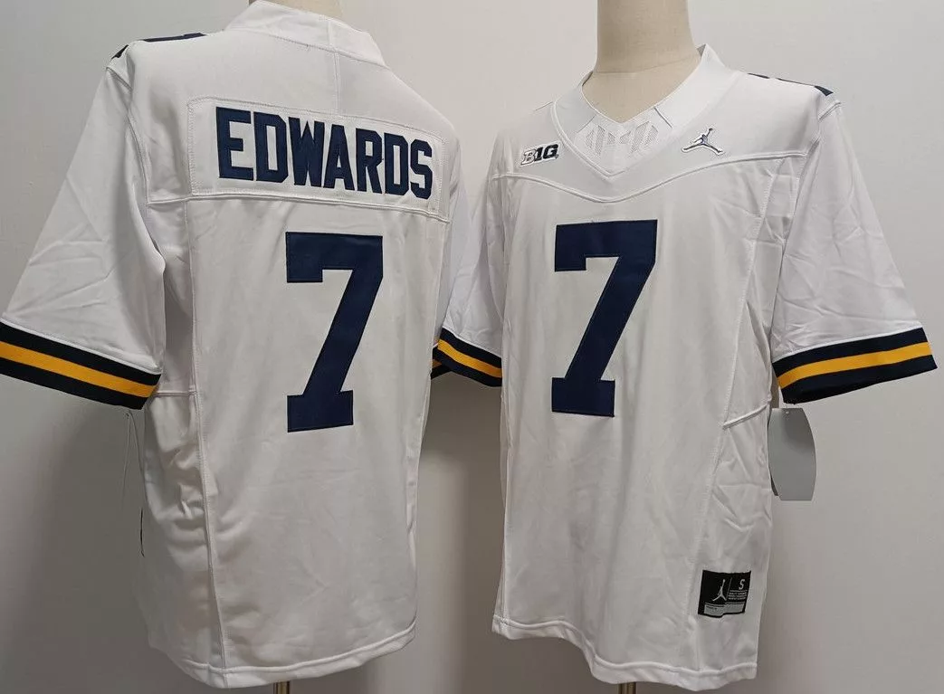 Other Jerseys Other Men's Wolverines 7 Donovan Edwards White Jerseys